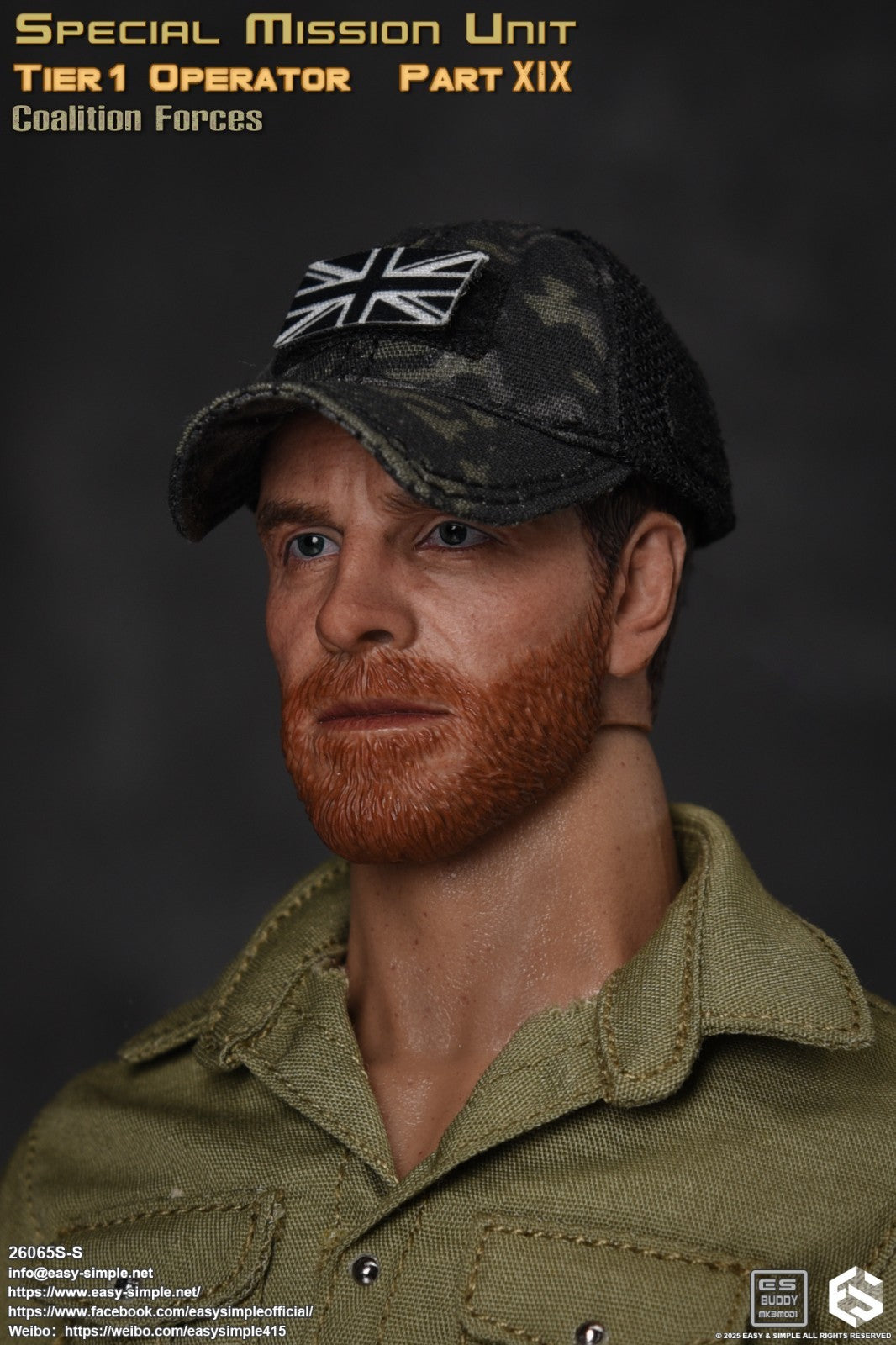 1:6 scale Easy & Simple Coalition Forces British SAS Male Head Sculpt