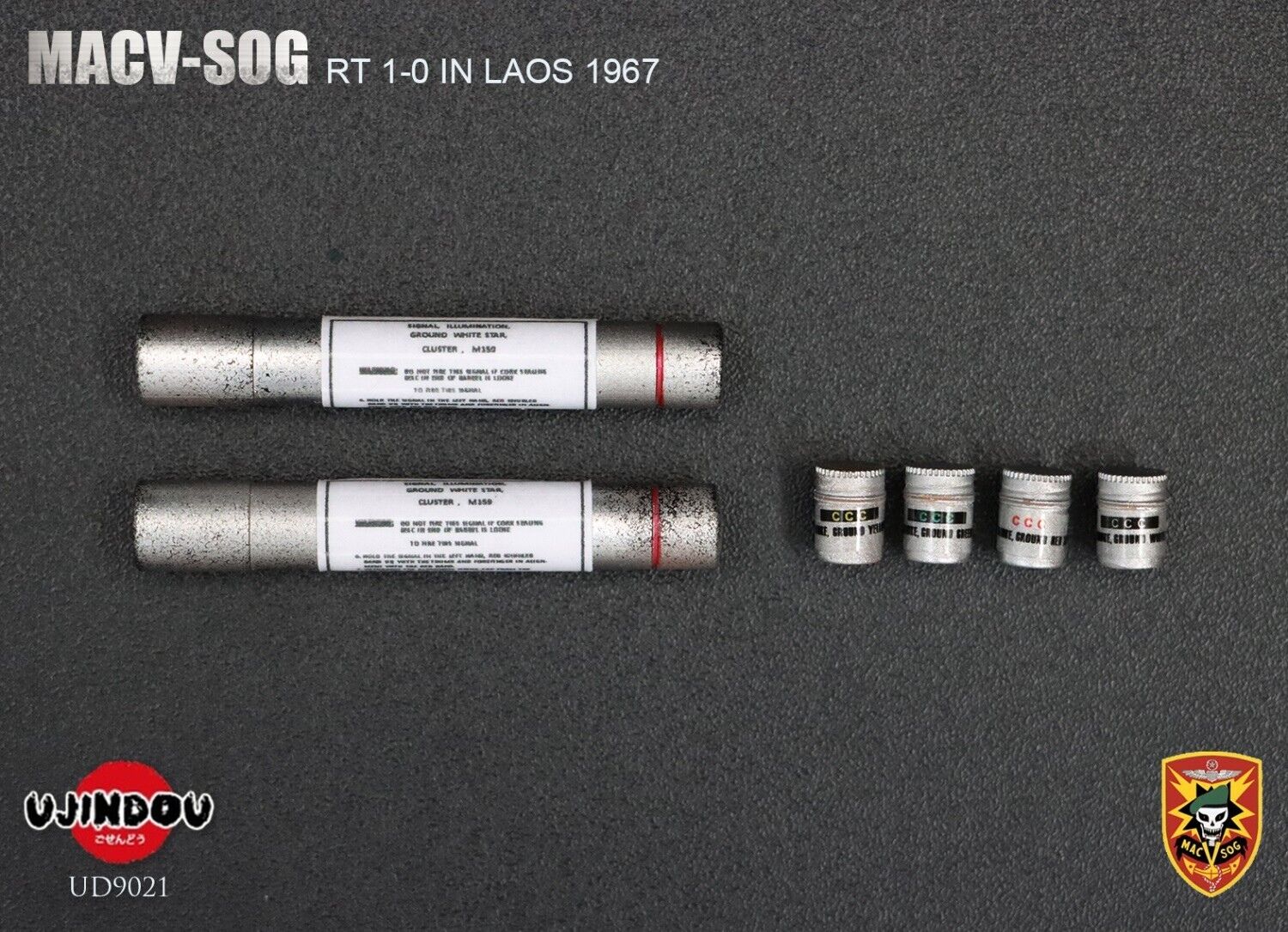 1:6 Ujindou Vietnam MACV-SOG Recon Team Metal Mini Smoke Grenades (x4)