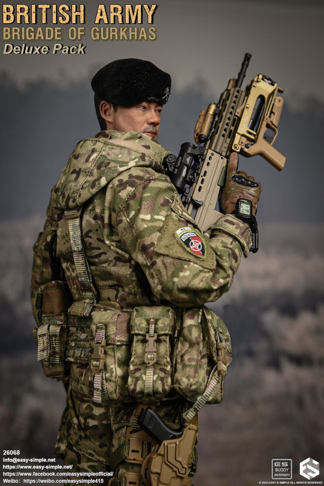 1:6 scale Easy & Simple British Army Brigade of Gurkhas MTP Camo Helmet w/ NVG