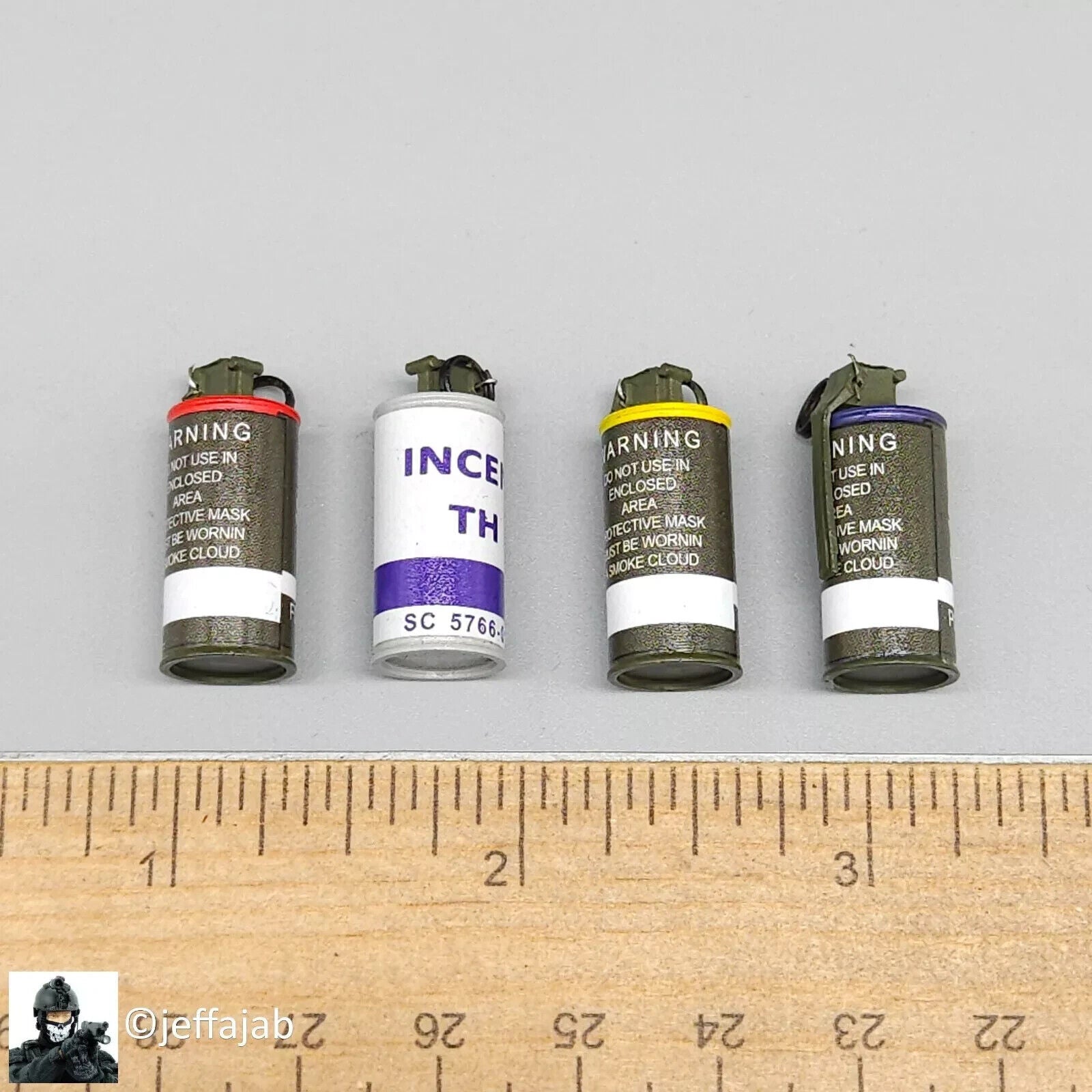 1:6 Ujindou Vietnam MACV-SOG Cross-Border Operation Metal Smoke Grenades (x4)