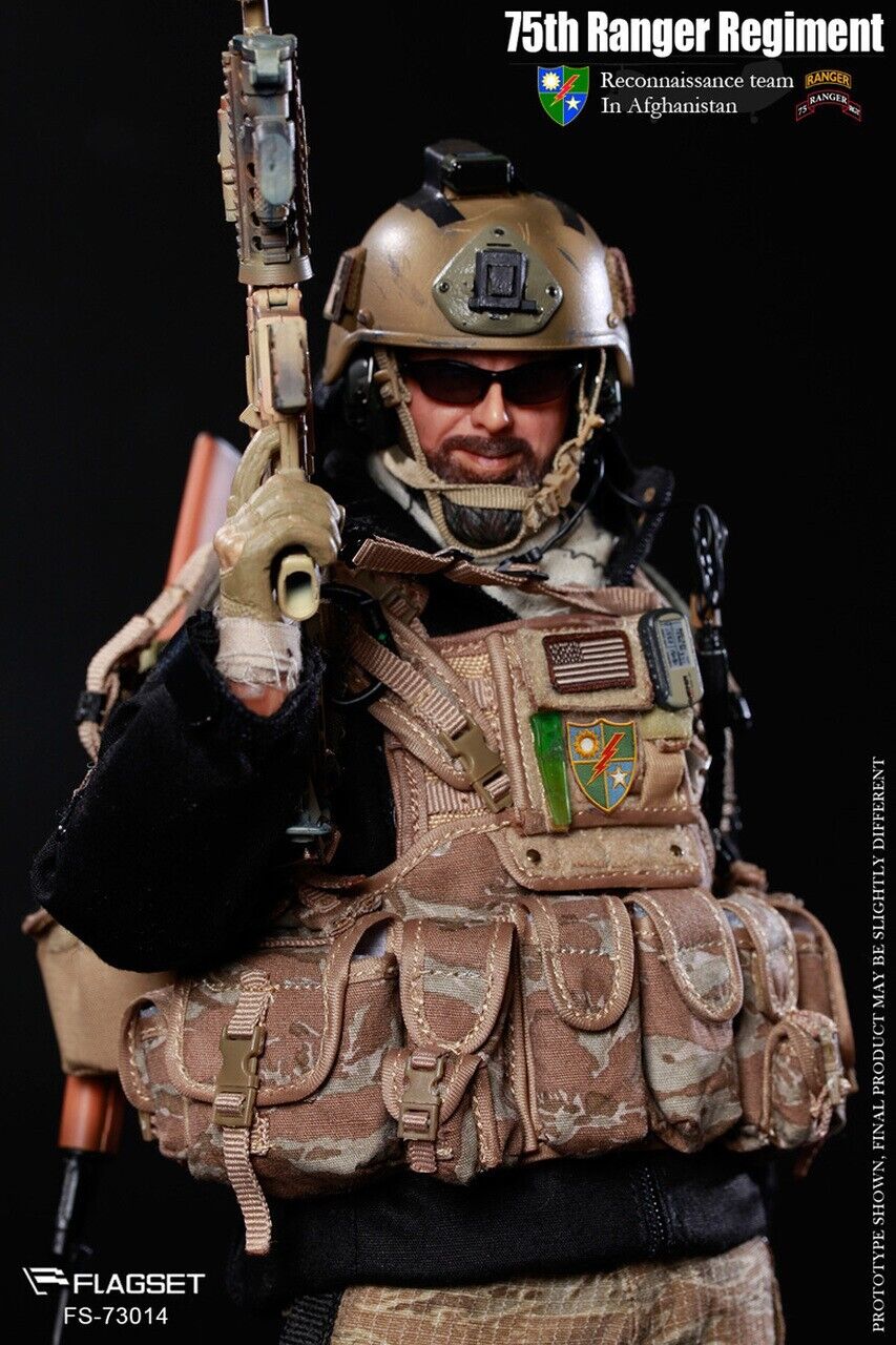 1:6 Flagset 75th Ranger Bearded Male Head Sculpt for 12" Figures