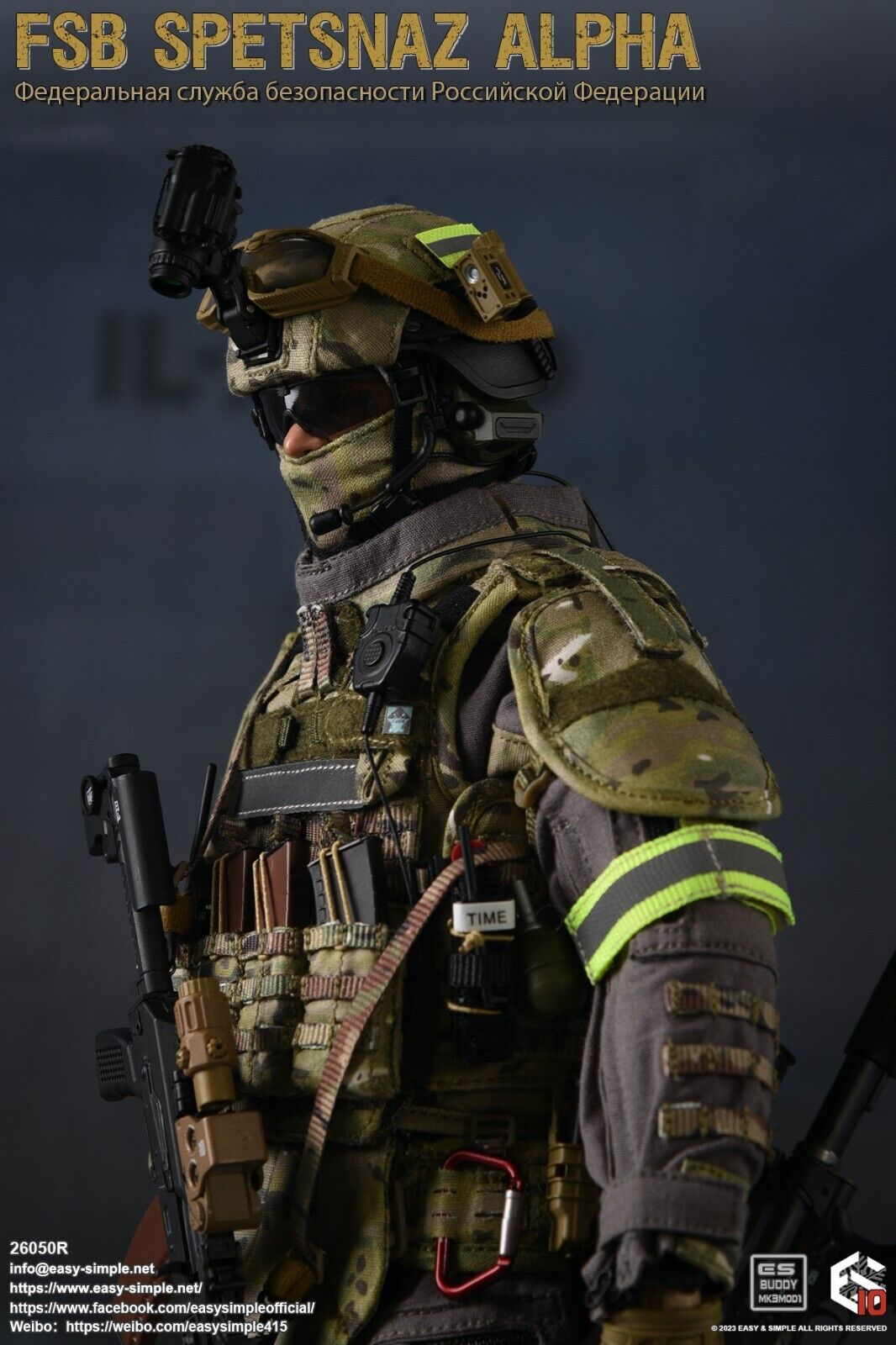 1:6 Easy & Simple Russian FSB Spetsnaz ALPHA Male Head Sculpt for 12" Figures