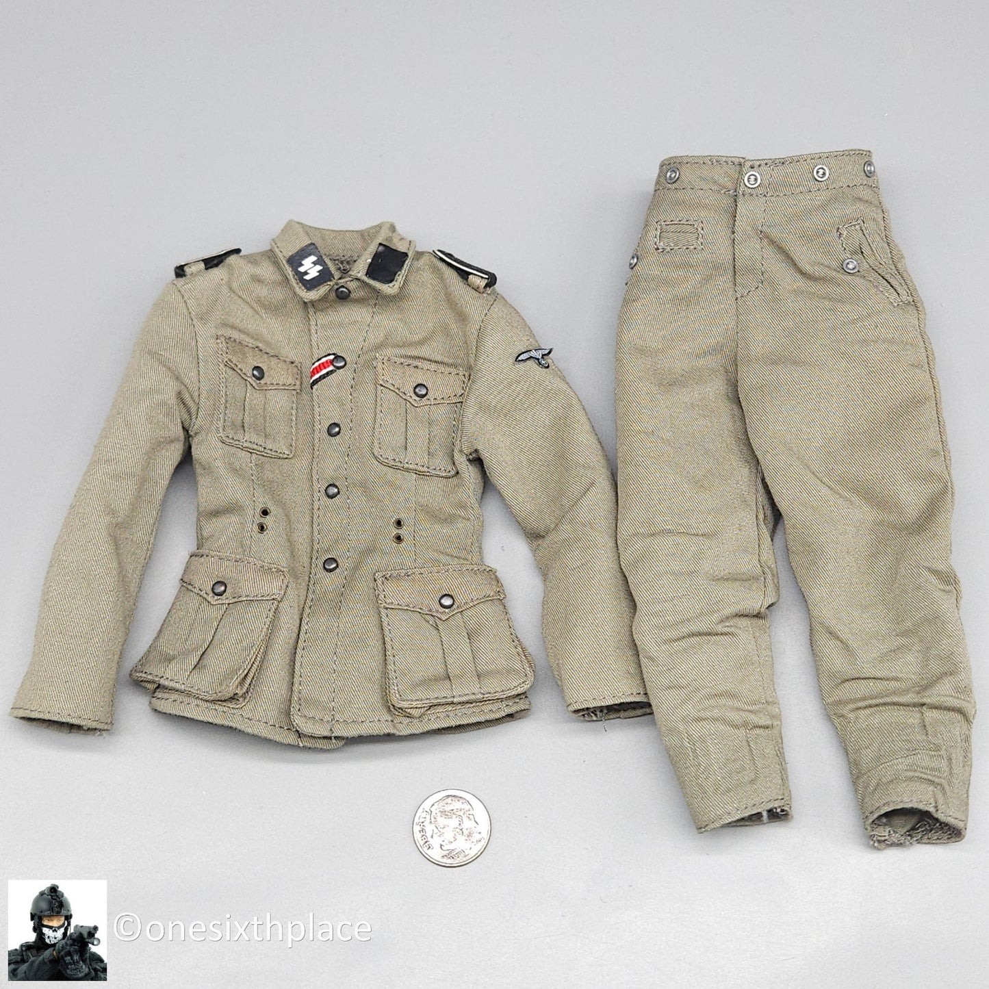 1:6 scale Dragon WWII German SS Mann Schutz Uniform Tunic & Pants #2 12" Figures