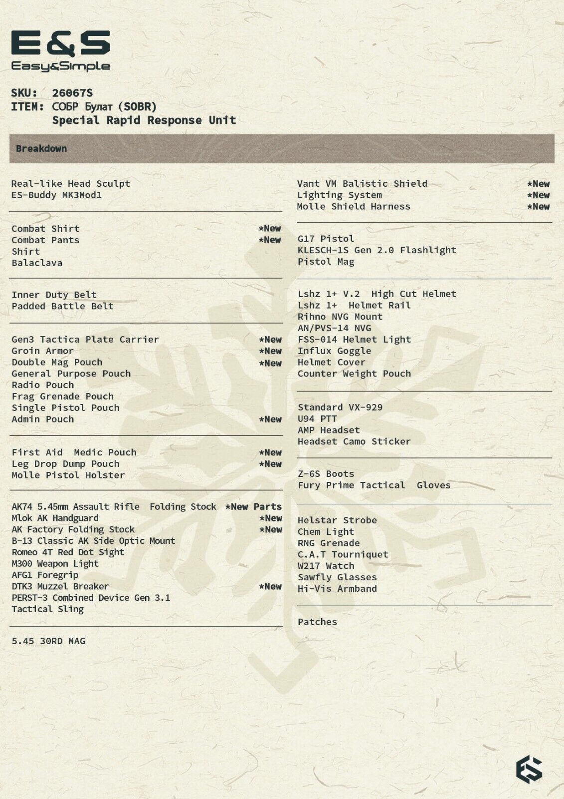 1:6 Easy & Simple Russian СОБР Булат Special Rapid Response SOBR Special Ver