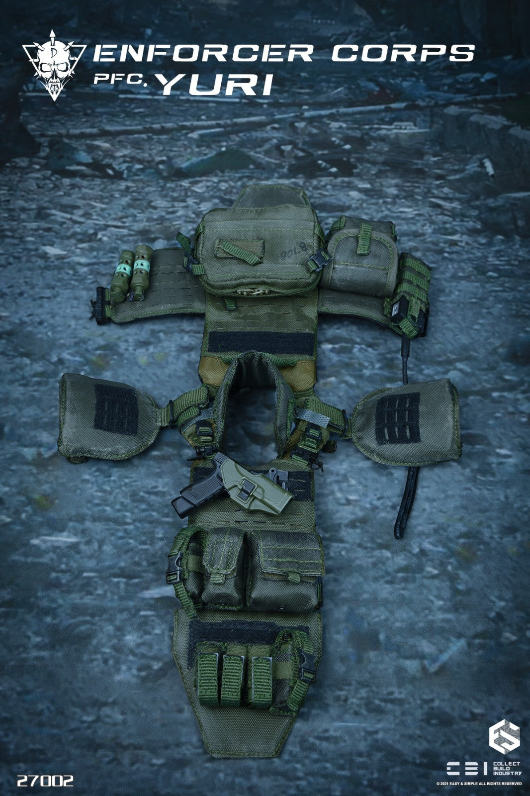 1:6 Easy & Simple CBI Enforcer Yuri M134 Minigun w/ Plate Carrier Set 12" Figure