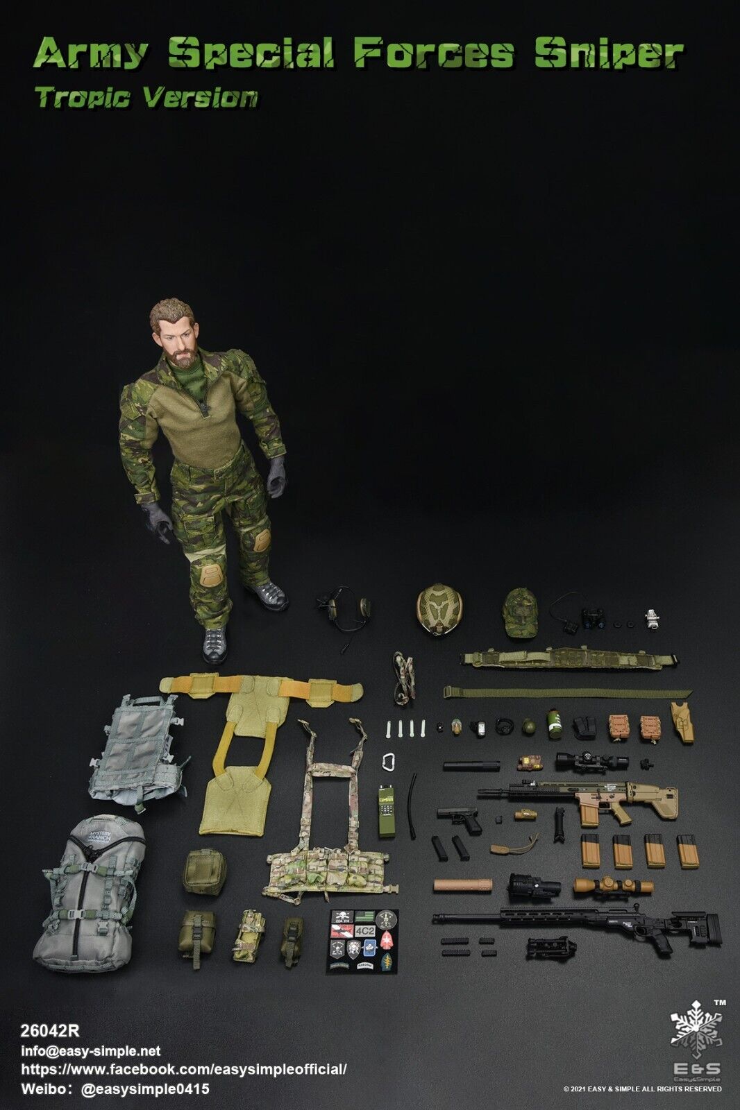 1:6 scale Easy & Simple Special Forces Helmet w/ NVG for 12" Figures