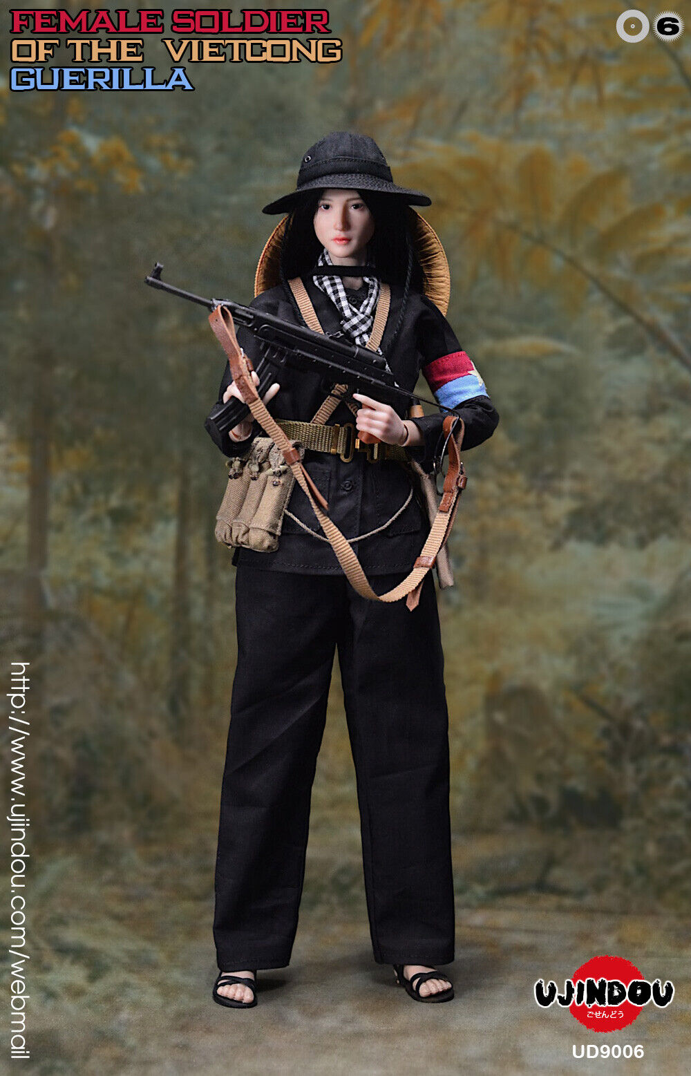1:6 Ujindou Female Viet Cong Guerilla Black Jungle Hat 12" TBleague Vietnam NVA
