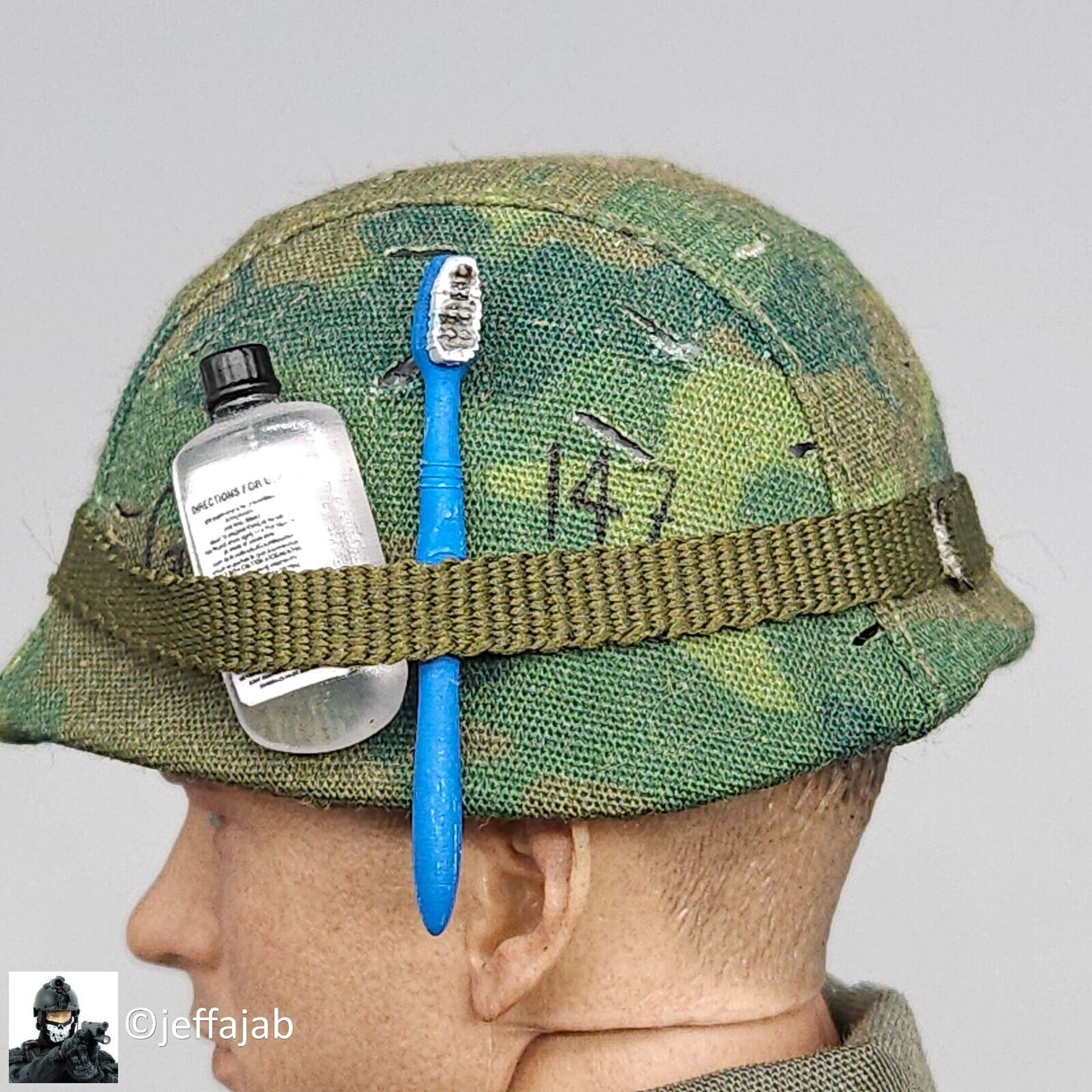 1:6 scale DJ Custom Forrest Gump in Vietnam Helmet w/ Toothbrush for 12" Figures