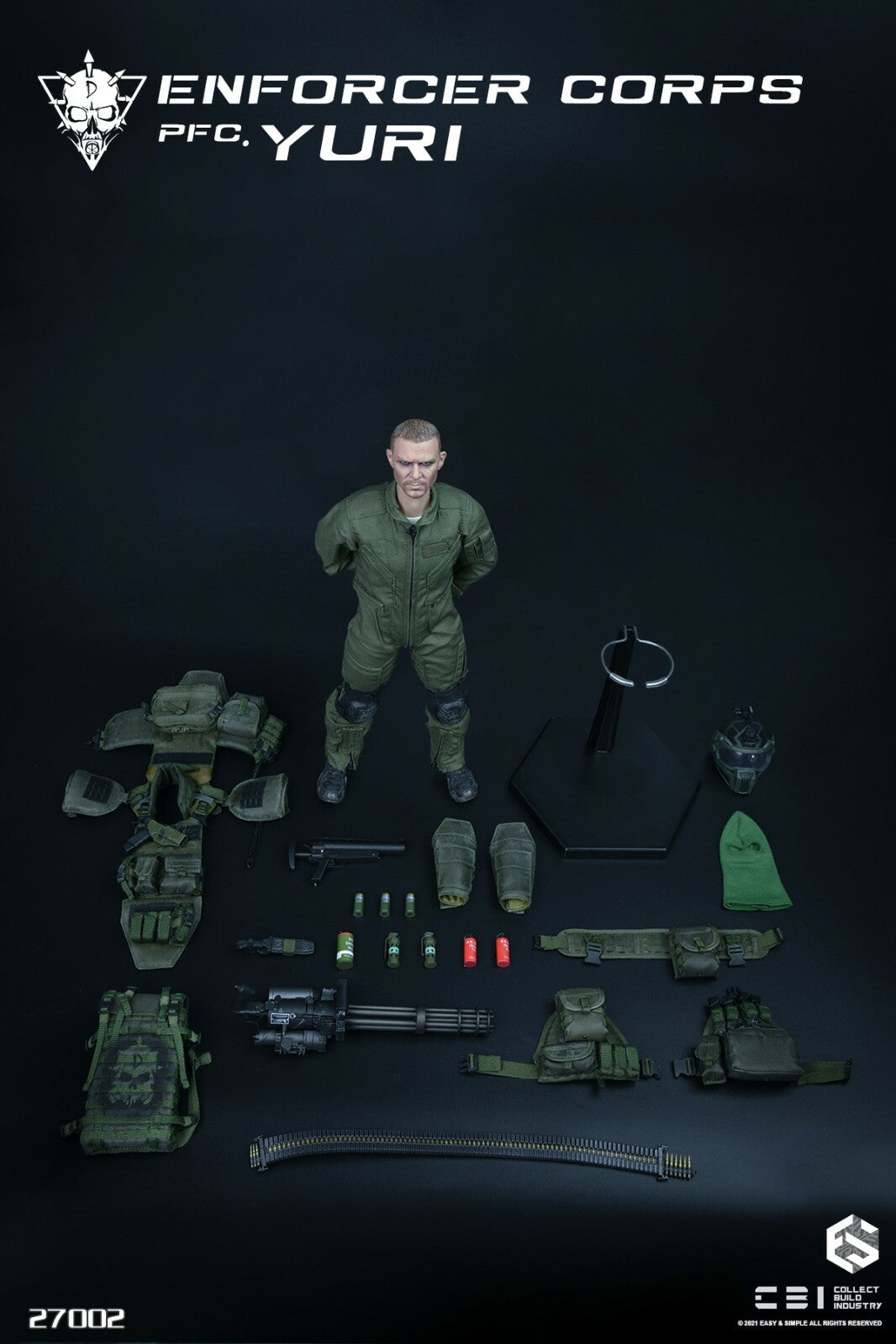 1:6 Easy & Simple CBI Enforcer Yuri M134 Minigun w/ Plate Carrier Set 12" Figure