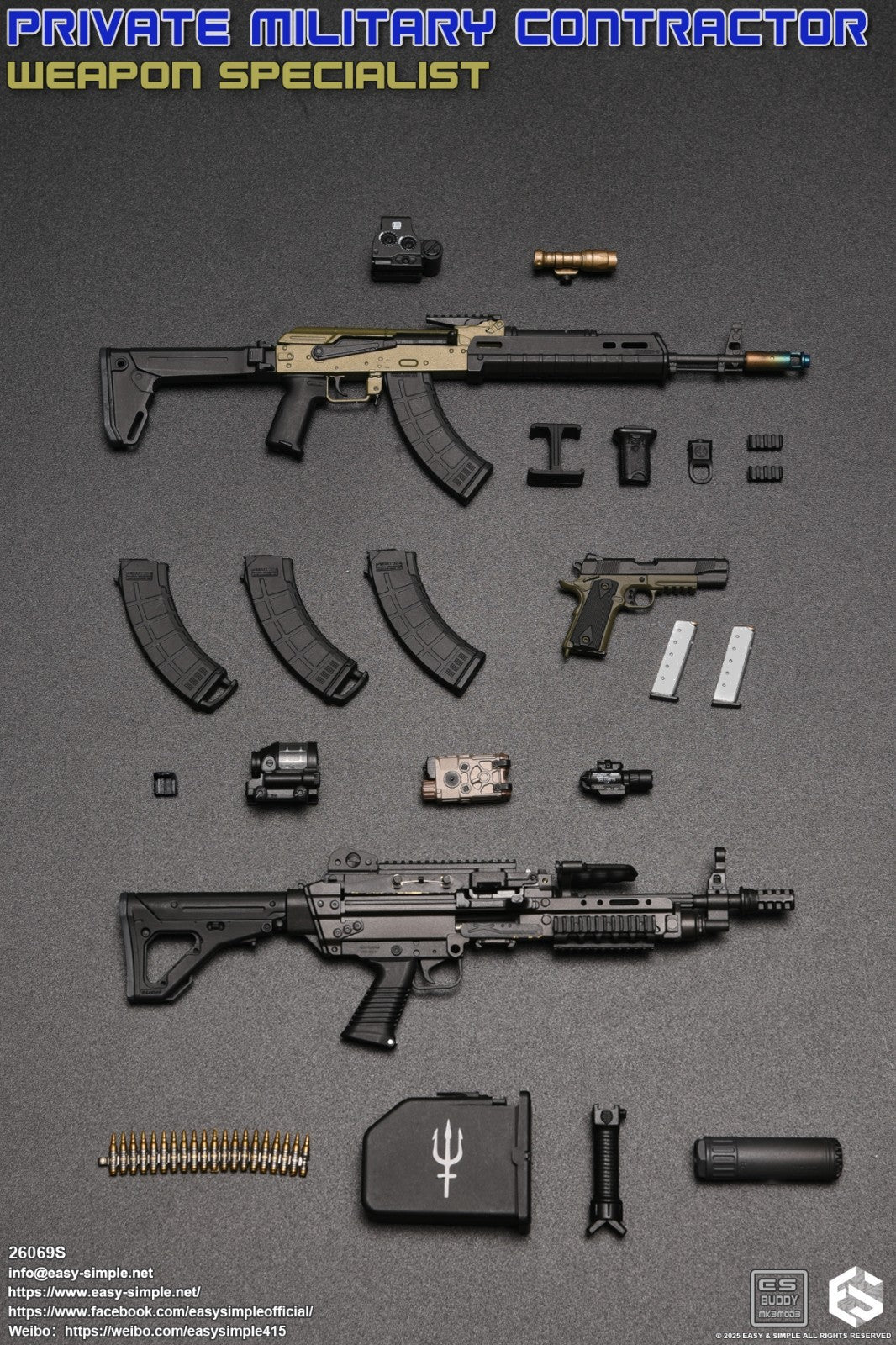 1:6 scale Easy & Simple PMC Weapon Specialist SPECIAL SAW K Machine Gun