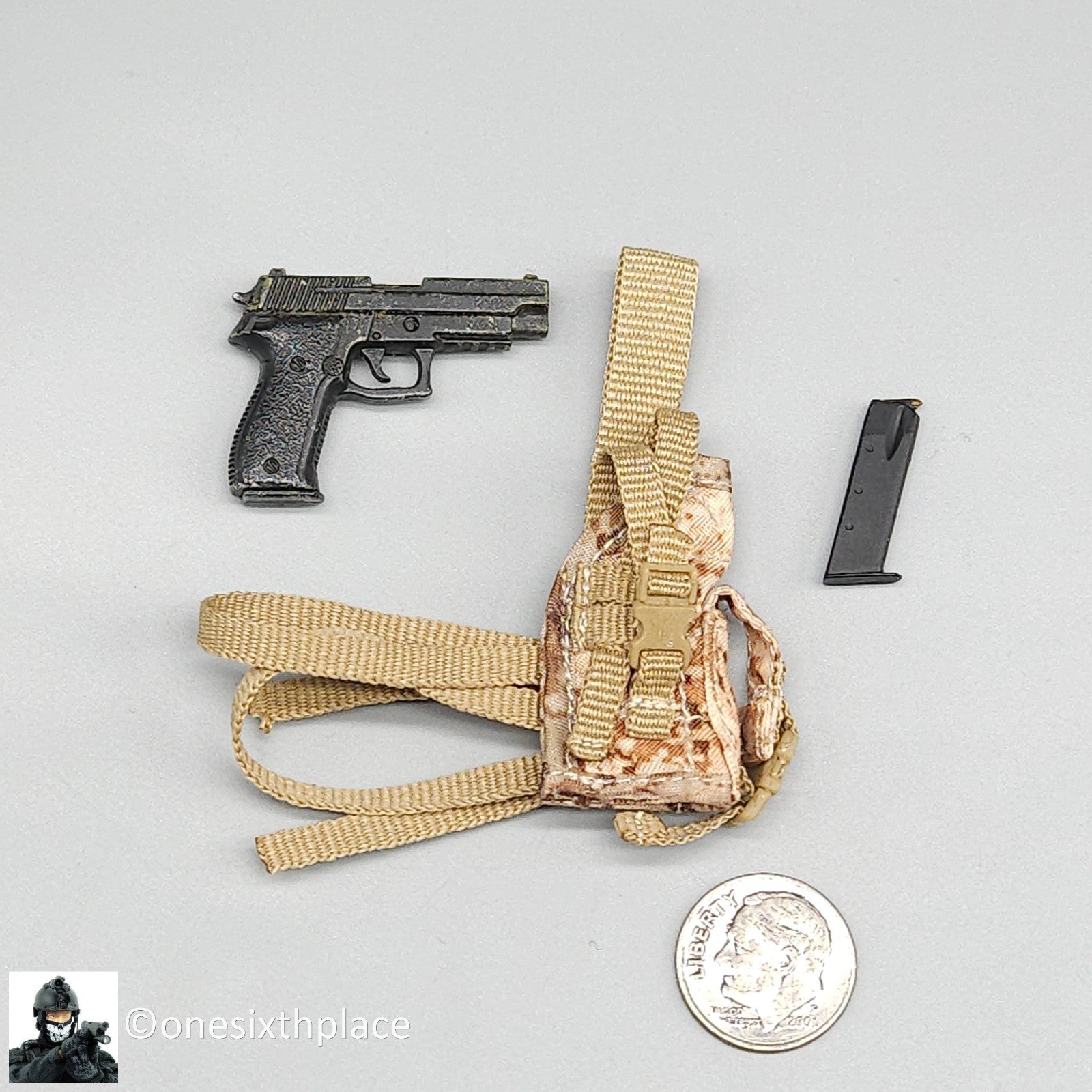 1:6 scale Very Hot Toys Sig P226 Pistol w/ AOR1 Holster for 12" Figures