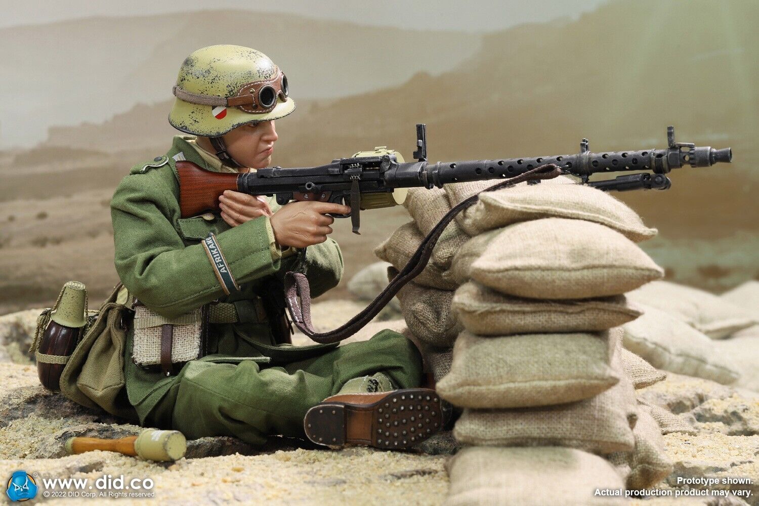 1:6 Scale DiD WWII German DAK Africa Corps MG34 Gunner Bialas 12" Figure