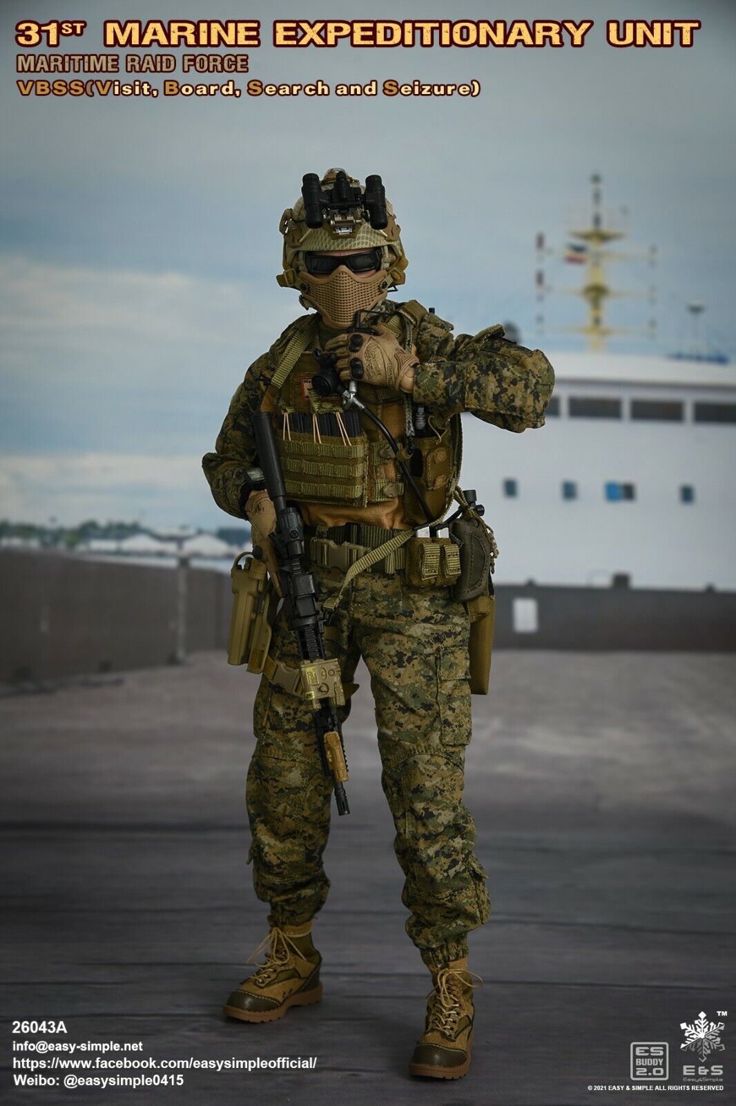 1:6 Easy Simple USMC 31st MEU Helmet w/ NVG for 12" GI Joe Dragon DamToys