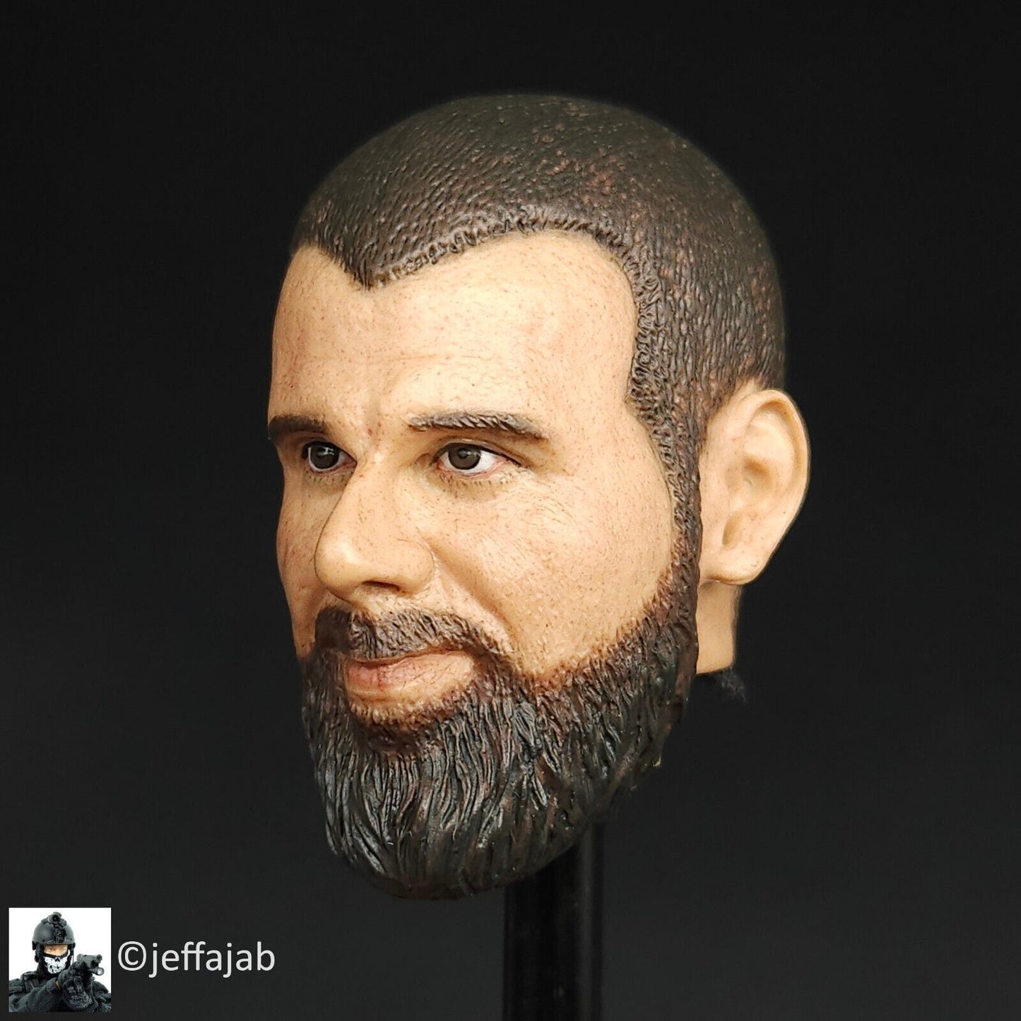 1:6 Flagset 75th Ranger Bearded Male Head Sculpt for 12" Figures