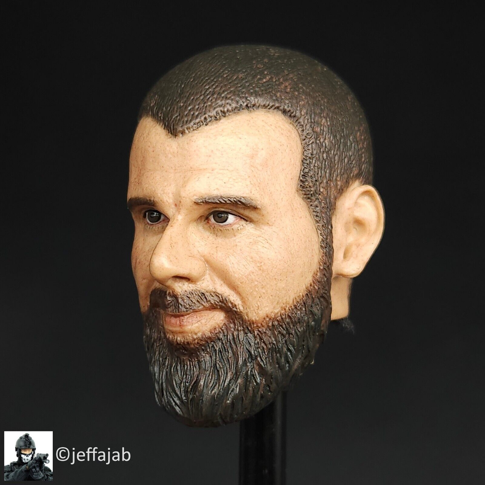 1:6 Flagset 75th Ranger Bearded Male Head Sculpt for 12" Figures