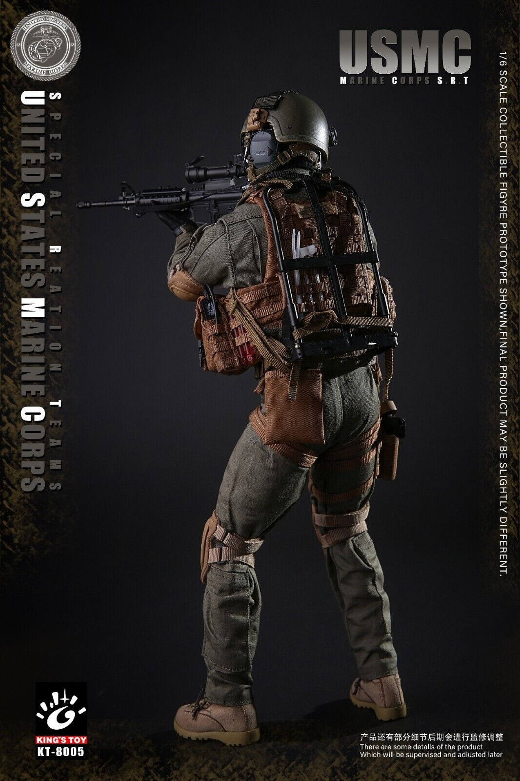 1:6 King's Toy USMC SRT Tactical Gloved Hands (No Pegs) for 12" Figures