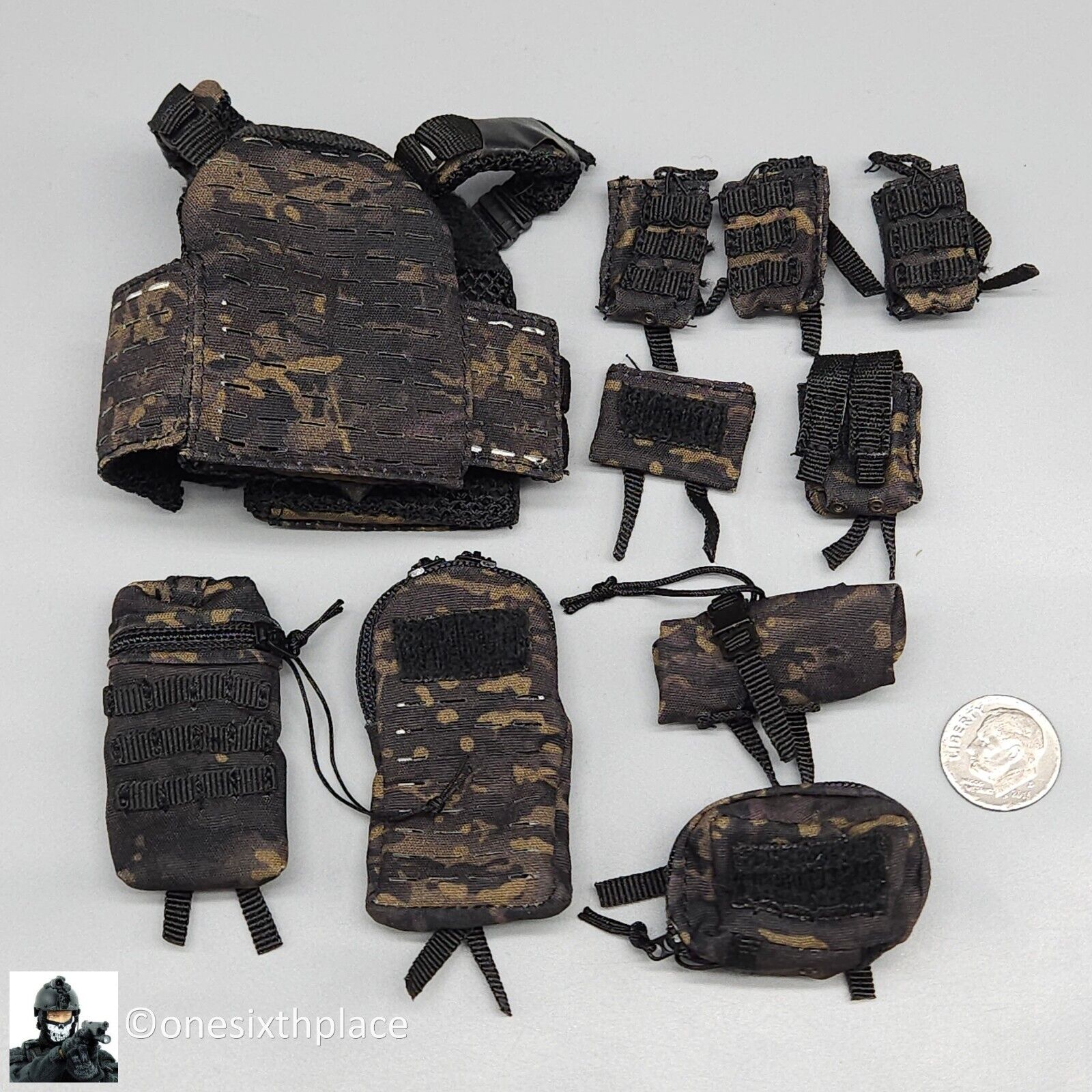 1:6 Mini Times Navy SEAL Special Force HALO MCB Black Multicam Plate Carrier Set