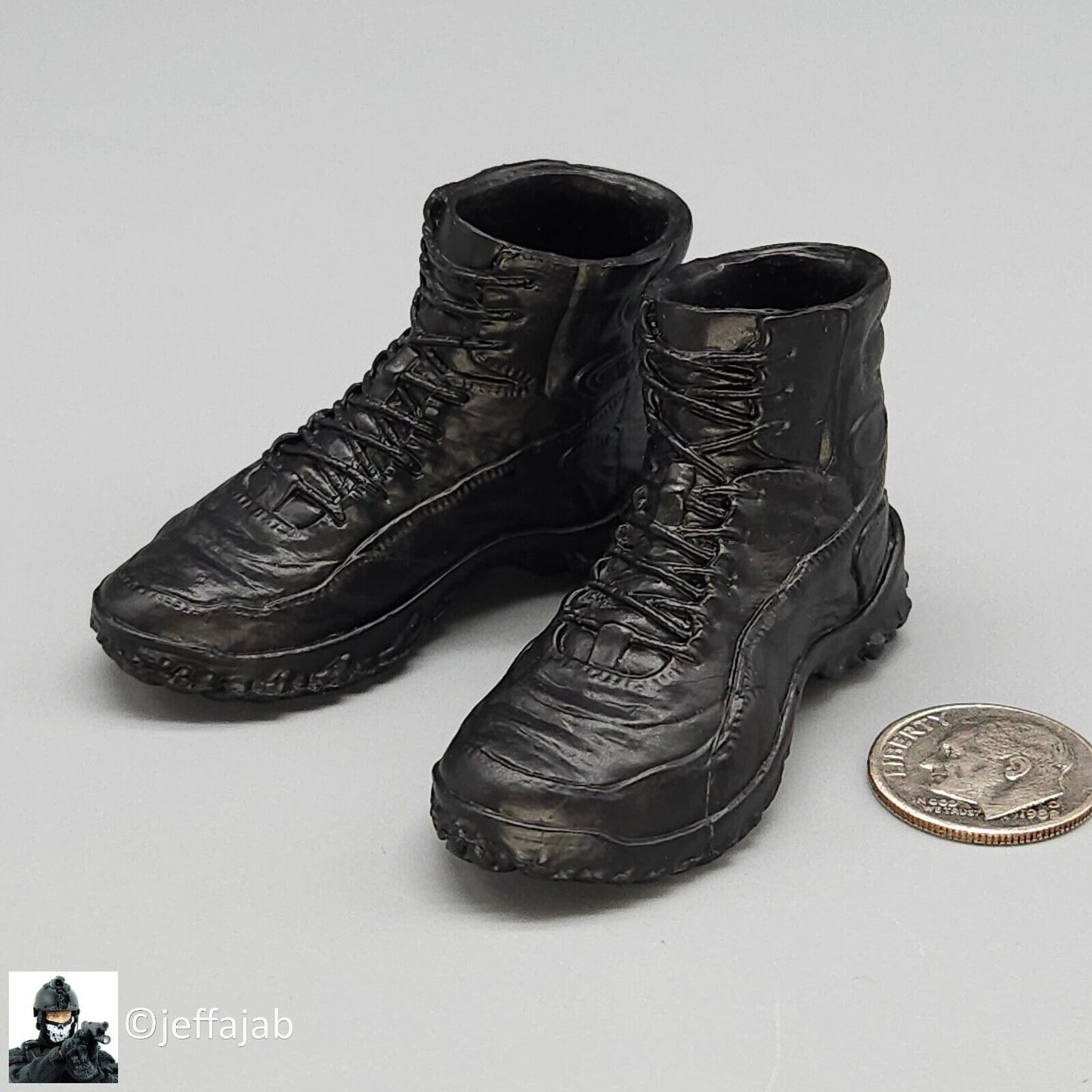 1:6 scale Mini Times CIA CQB Operator Black Boots (Peg Type) for 12" Figures