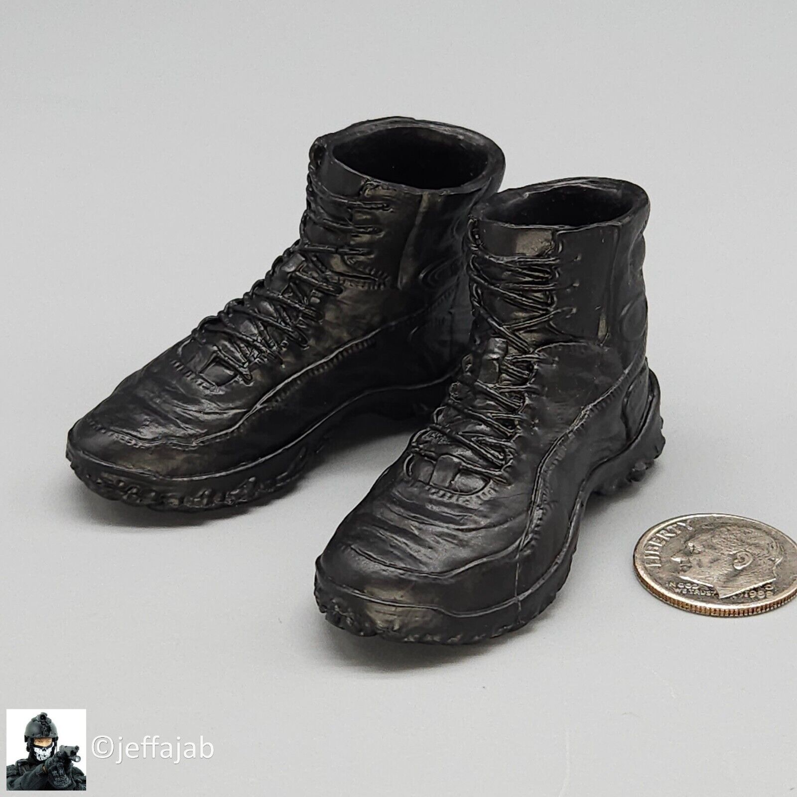 1:6 scale Mini Times CIA CQB Operator Black Boots (Peg Type) for 12" Figures