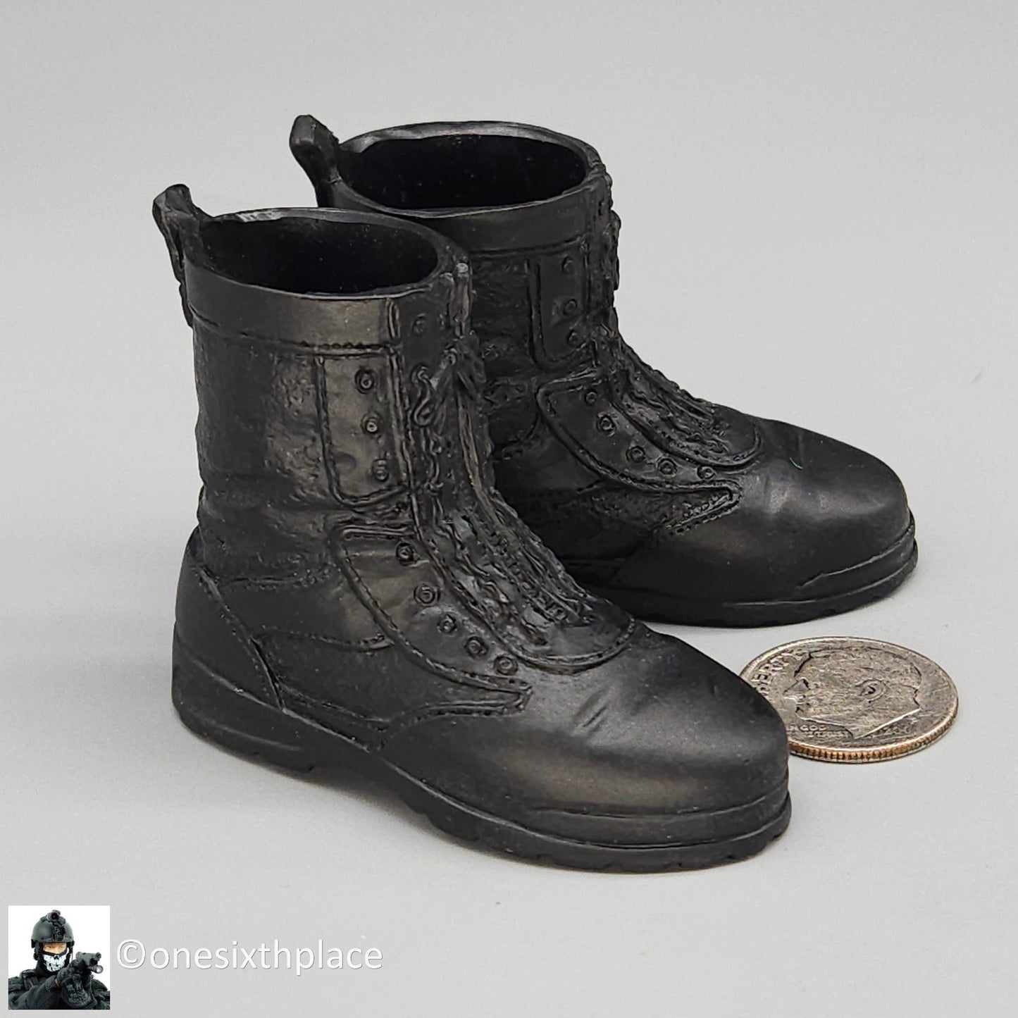 1:6 scale Dragon Black Tactical Zipper Boots (Foot Type) for 12" Figures