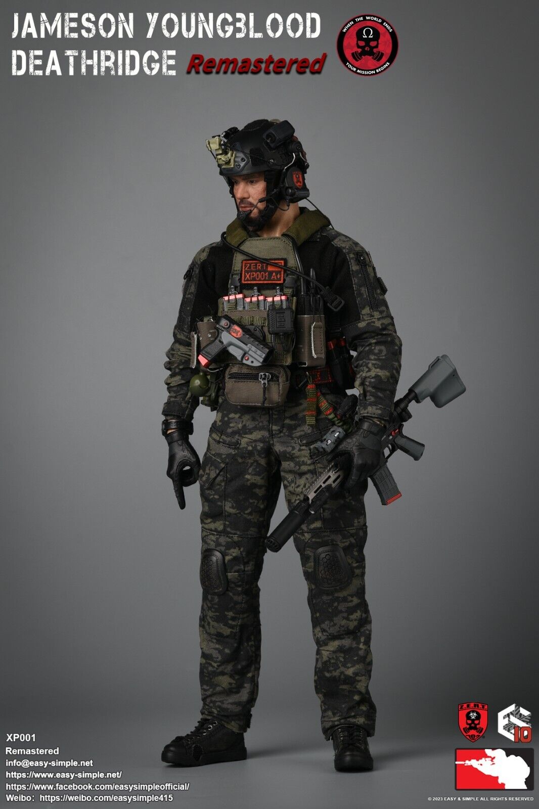 1:6 scale Easy & Simple ZERT Deathridge Remastered M50 Gas Mask w/ MOLLE Panel