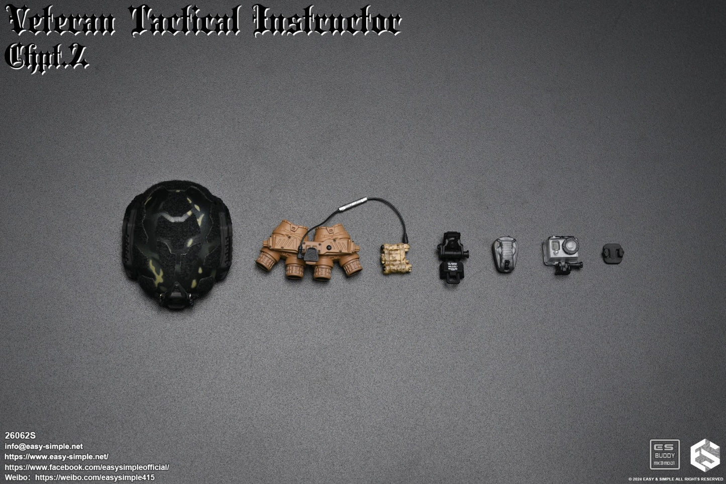 1:6 Easy & Simple Veteran Tactical Instructor Chapter II Special Helmet w/ NVG