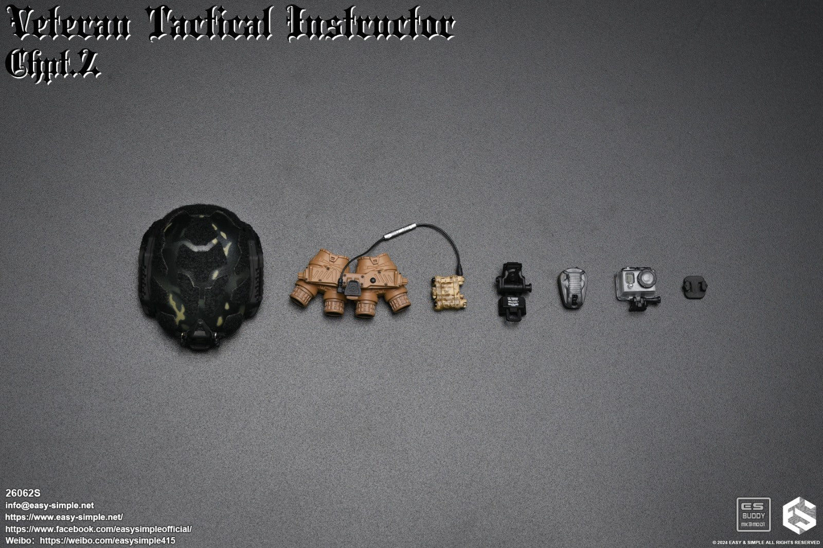 1:6 Easy & Simple Veteran Tactical Instructor Chapter II Special Helmet w/ NVG