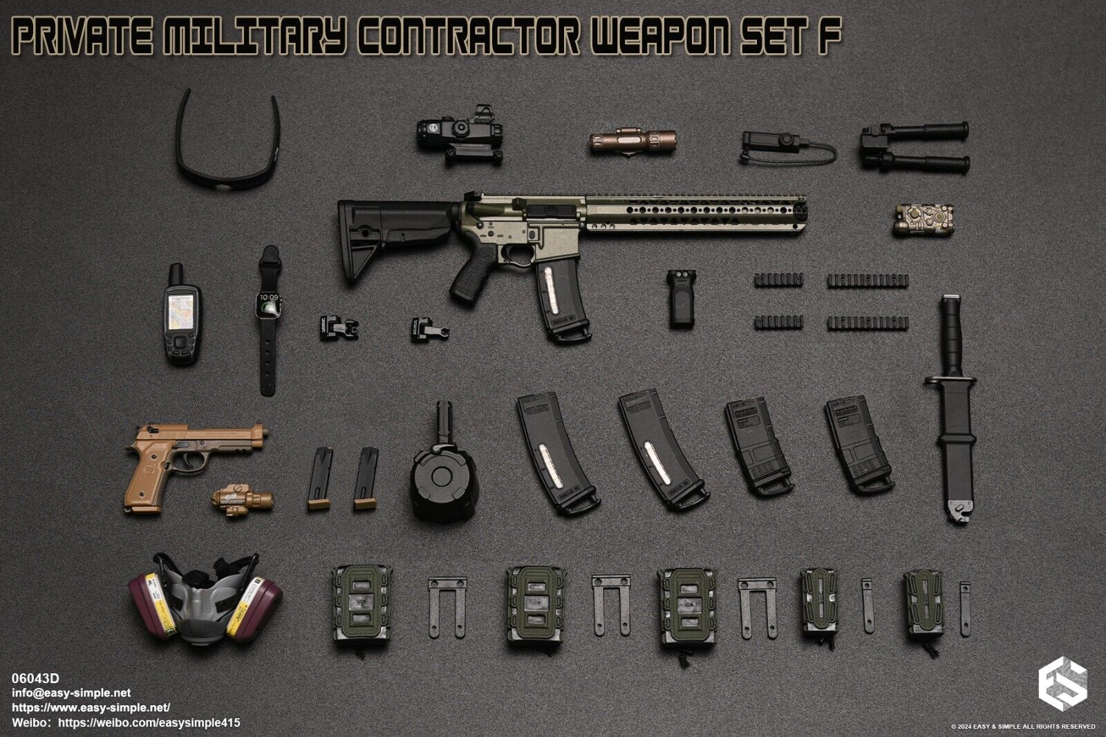 1:6 Easy & Simple Private Military Contractor Weapon Set F Ver. D for 12" Figure