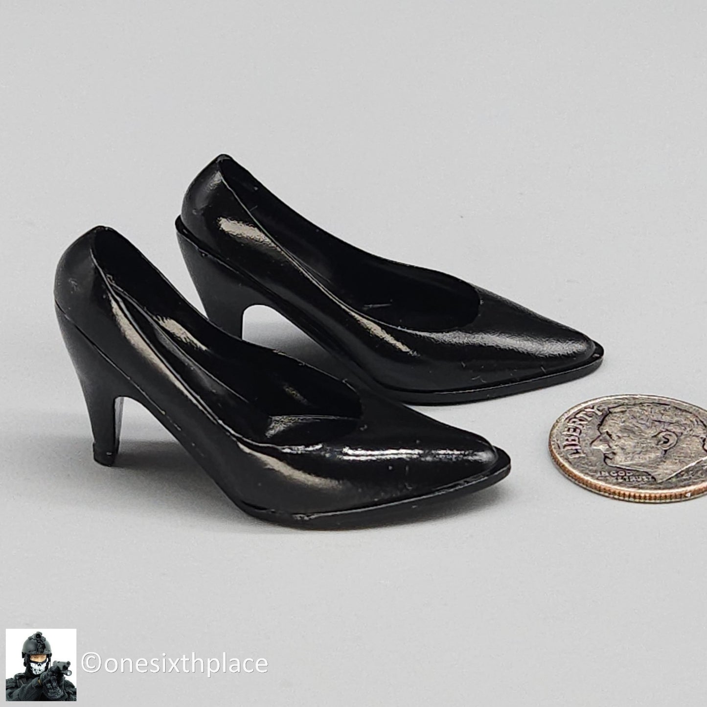 1:6 Triad Toys Female Black High Heels Shoes Style B (Medium Heel) 12" Figures