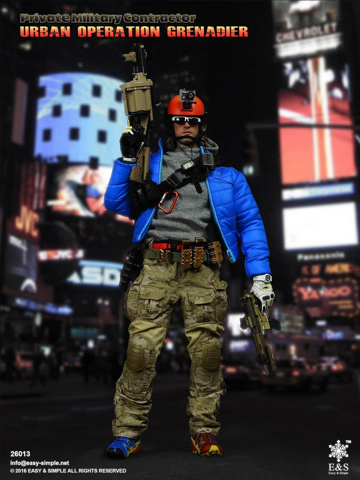 1:6 scale Easy & Simple PMC Grenadier HK416 .22lr Pistol Rifle for 12" Figures