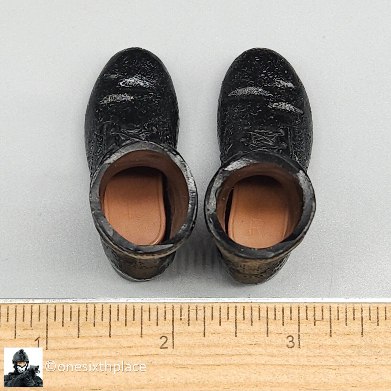 1:6 scale Dragon Ranger Phil Gloss Black Combat Boots (Foot Type) for 12" Figure