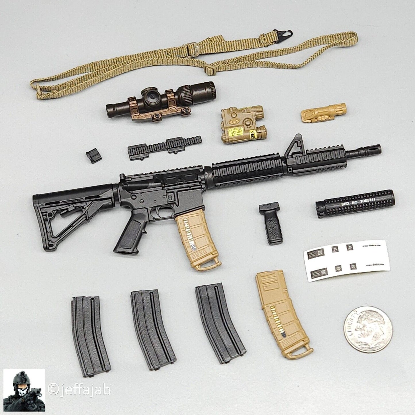 1:6 scale Easy & Simple USMC 26th MEU M4 Rifle w/ Extended Rail for 12" Figures