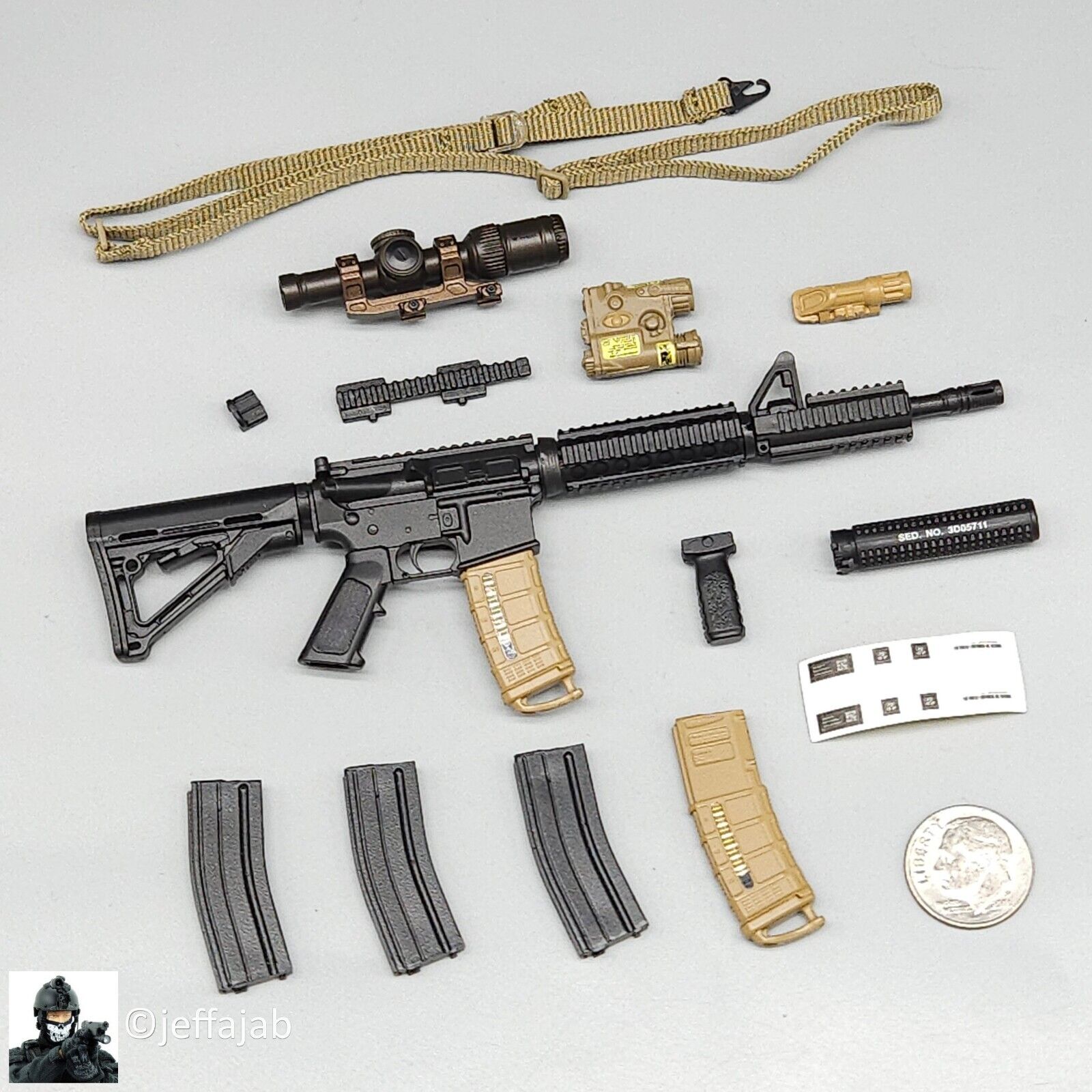 1:6 scale Easy & Simple USMC 26th MEU M4 Rifle w/ Extended Rail for 12" Figures