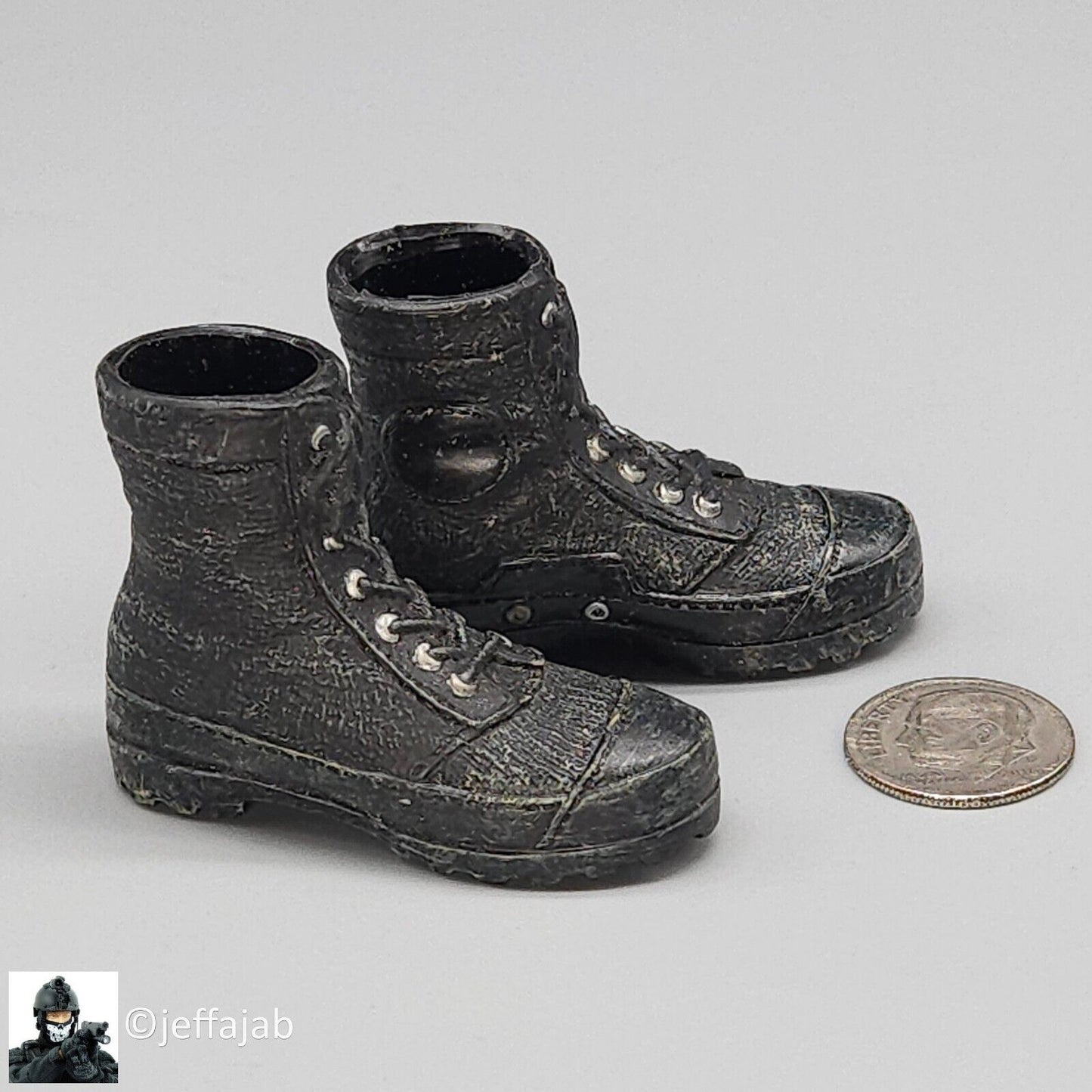 1:6 Hot Toys Vietnam Navy SEAL ARVN CIDG Black Boots (Foot Type) for 12" Figures