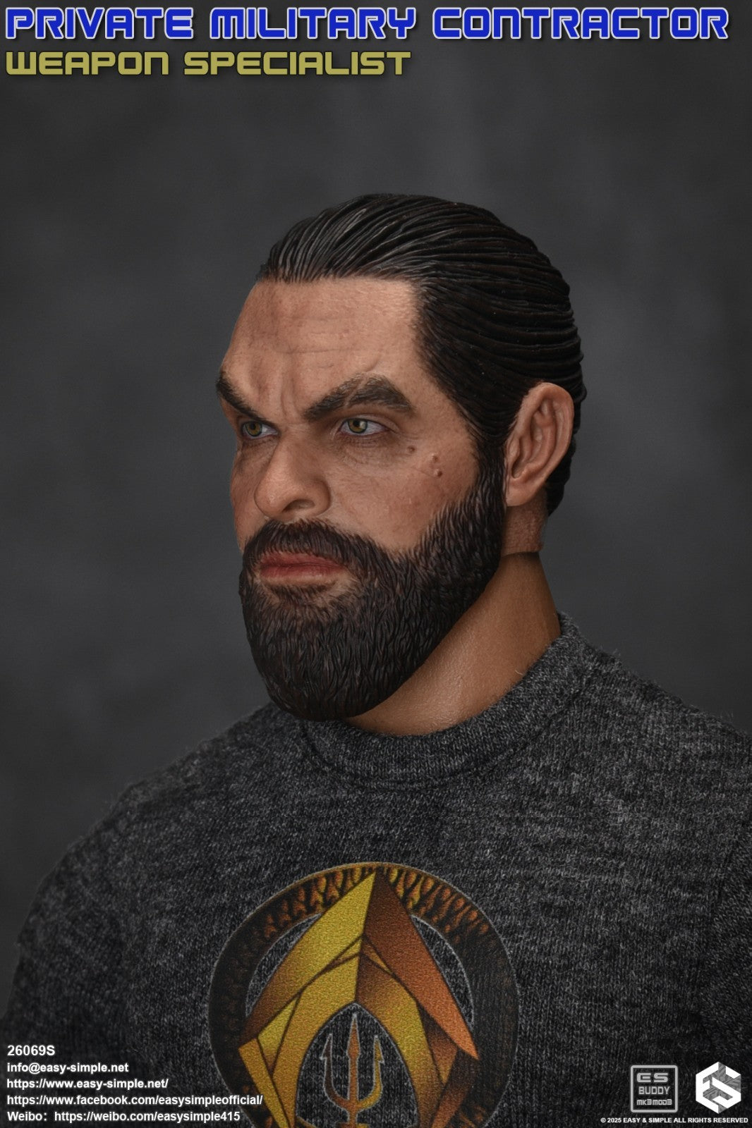 1:6 scale Easy & Simple PMC Weapon Specialist Male Head Sculpt for 12" Figures