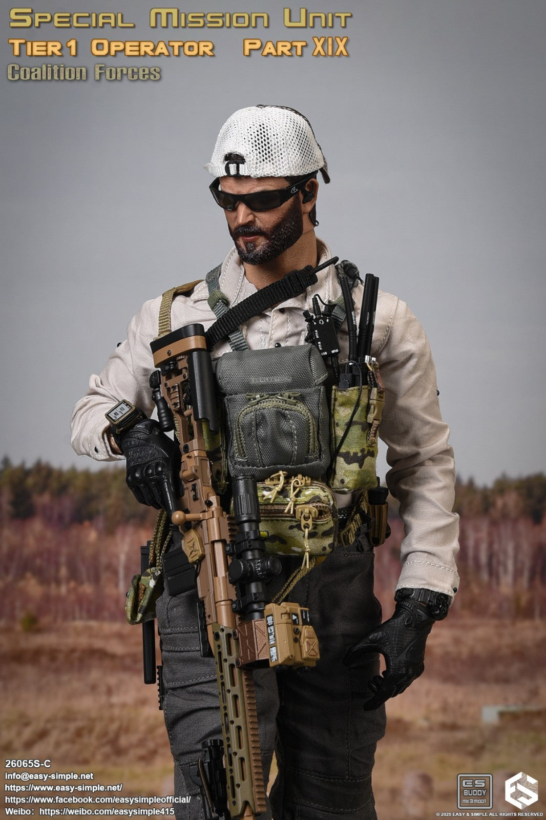 1:6 Easy & Simple Coalition Force Multicam Gray Chest Rig for 12" Figure 26065SC