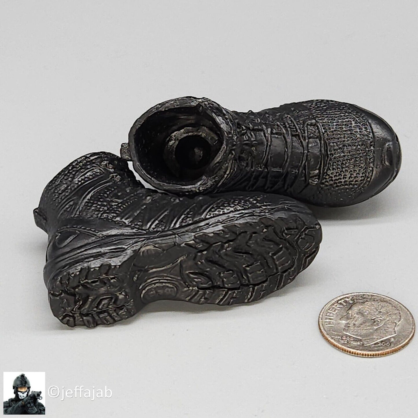 1:6 Flagset Black Molded Tactical Boots (Peg Type) for 12" Figures