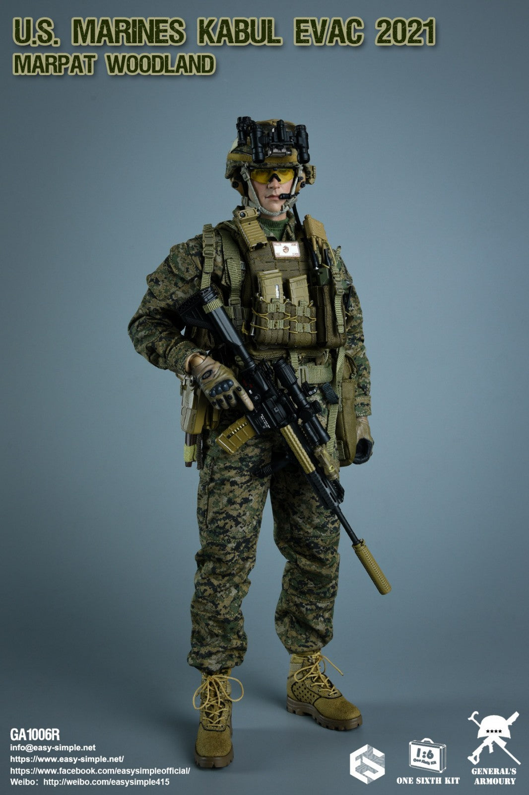 1:6 scale General's Armoury US Marines Green Padded T-Shirt for 12" Figures