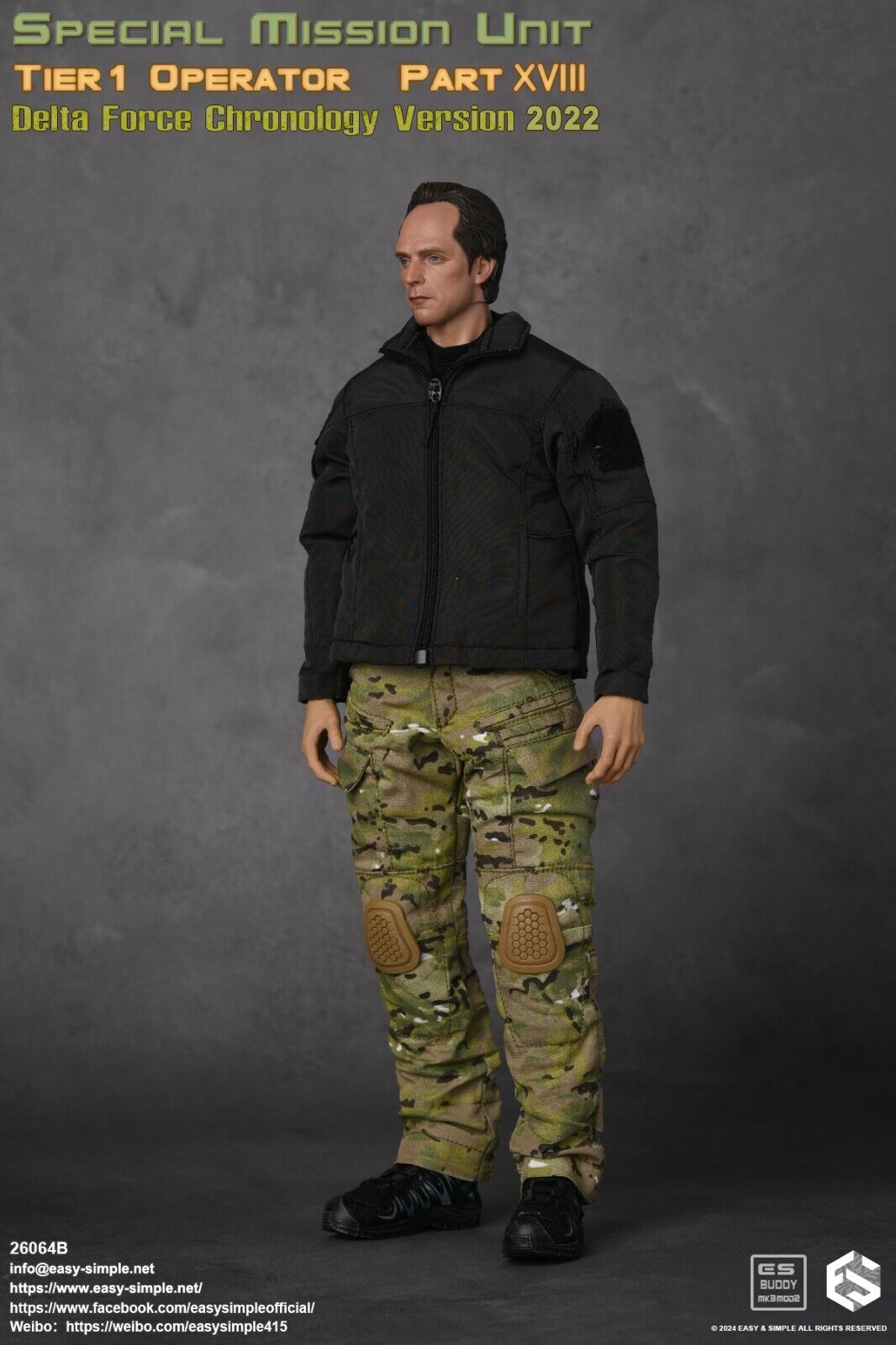 1:6 scale Easy & Simple Delta Force Chronology 2022 Multicam Soft Shell Shirt