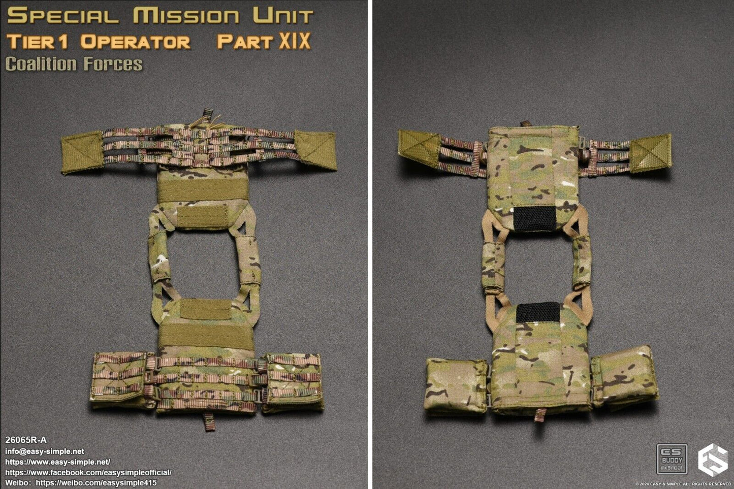 1:6 scale Easy & Simple Coalition Forces Multicam JPC Plate Carrier 26065RA