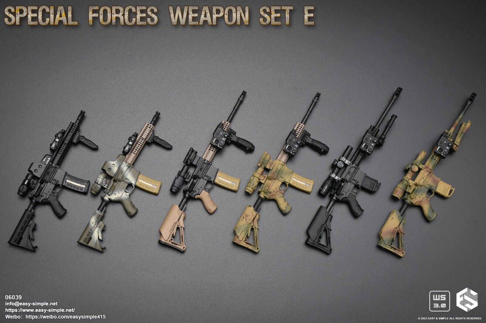 1:6 scale Easy & Simple Special Forces Weapon Set E AR-15 for 12" Figures 06039A