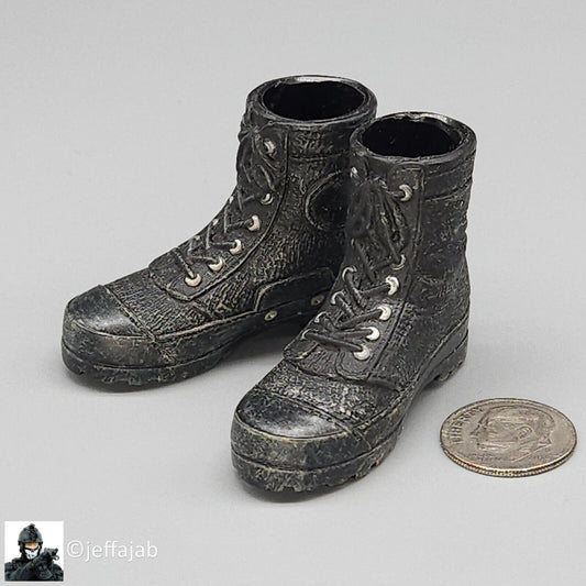 1:6 Hot Toys Vietnam Navy SEAL ARVN CIDG Black Boots (Foot Type) for 12" Figures