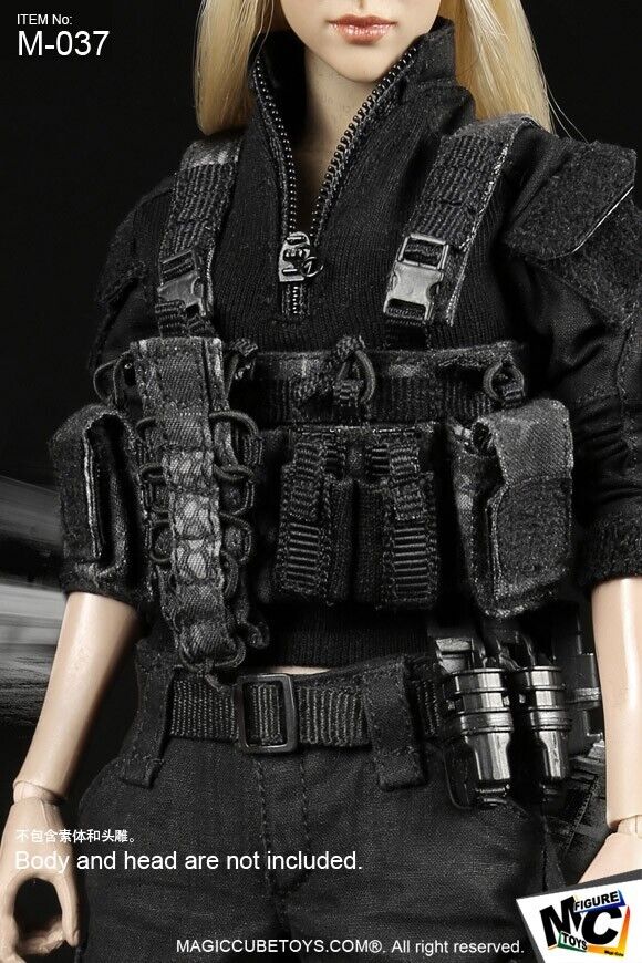 1:6 MC Toys Female Shooter Black Pistol Ammo Mag Speed Pouch (x2) for 12" Figure