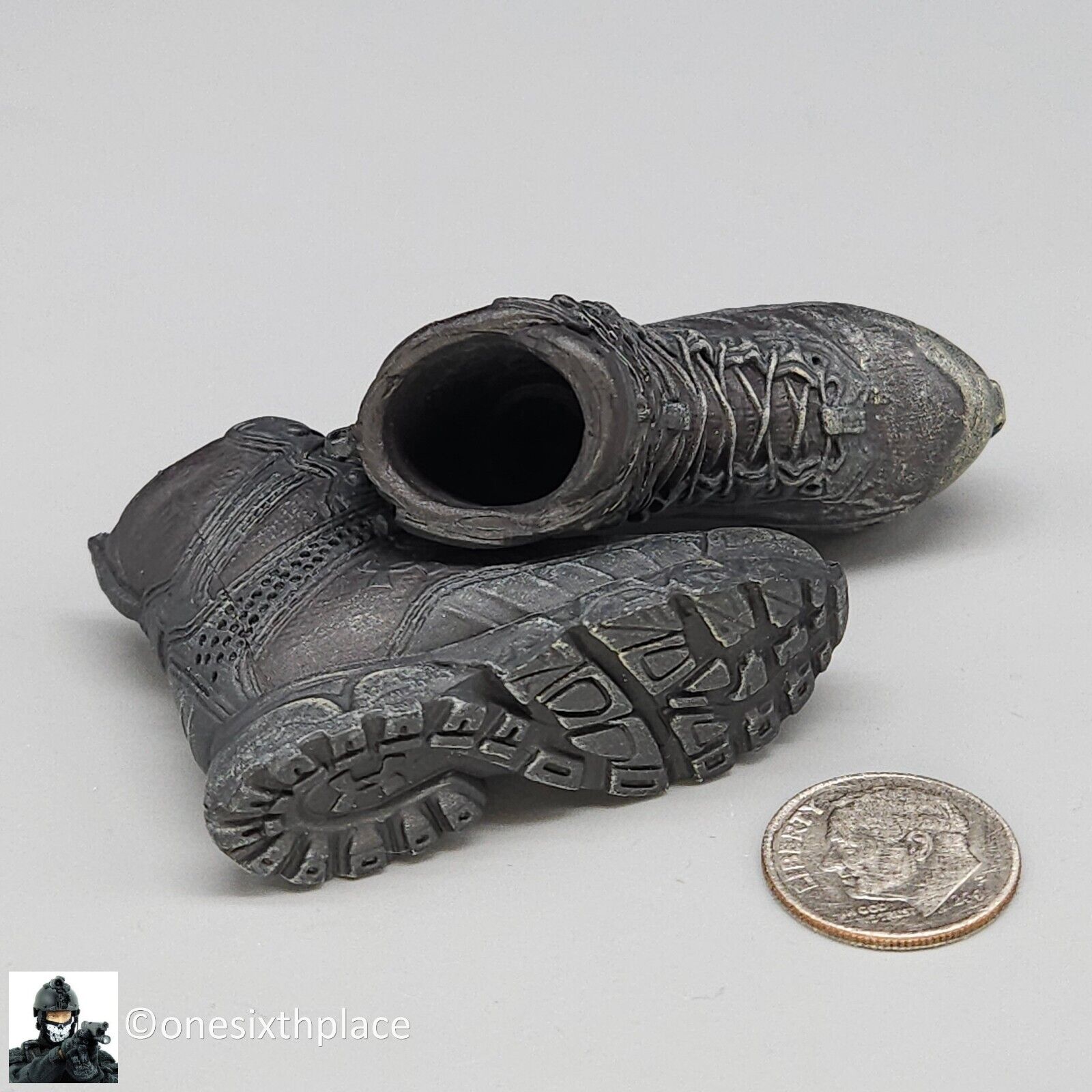 1:6 scale Darkzone Agent Molded Black Boots (Peg Type) for 12" Figures
