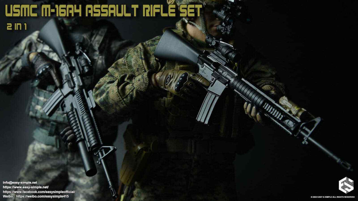 1:6 Easy & Simple USMC M16A4 Rifle w/ Sling & Ammo Pouch for 12" Figures 06032