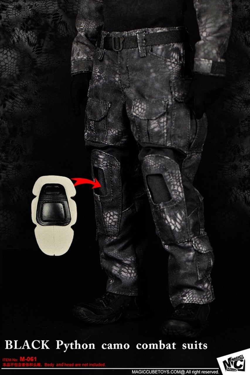 1:6 scale MC Toys Mens Black Python Camo Combat Uniform for 12" Figure