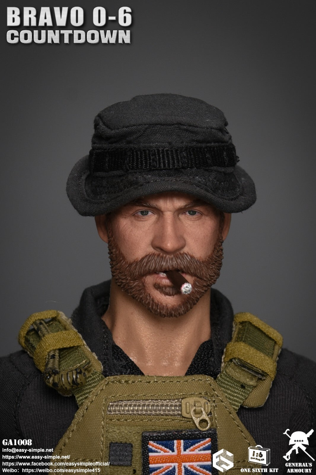 1:6 General's Armoury Bravo 0-6 Countdown Skull Balaclava for 12" Figures