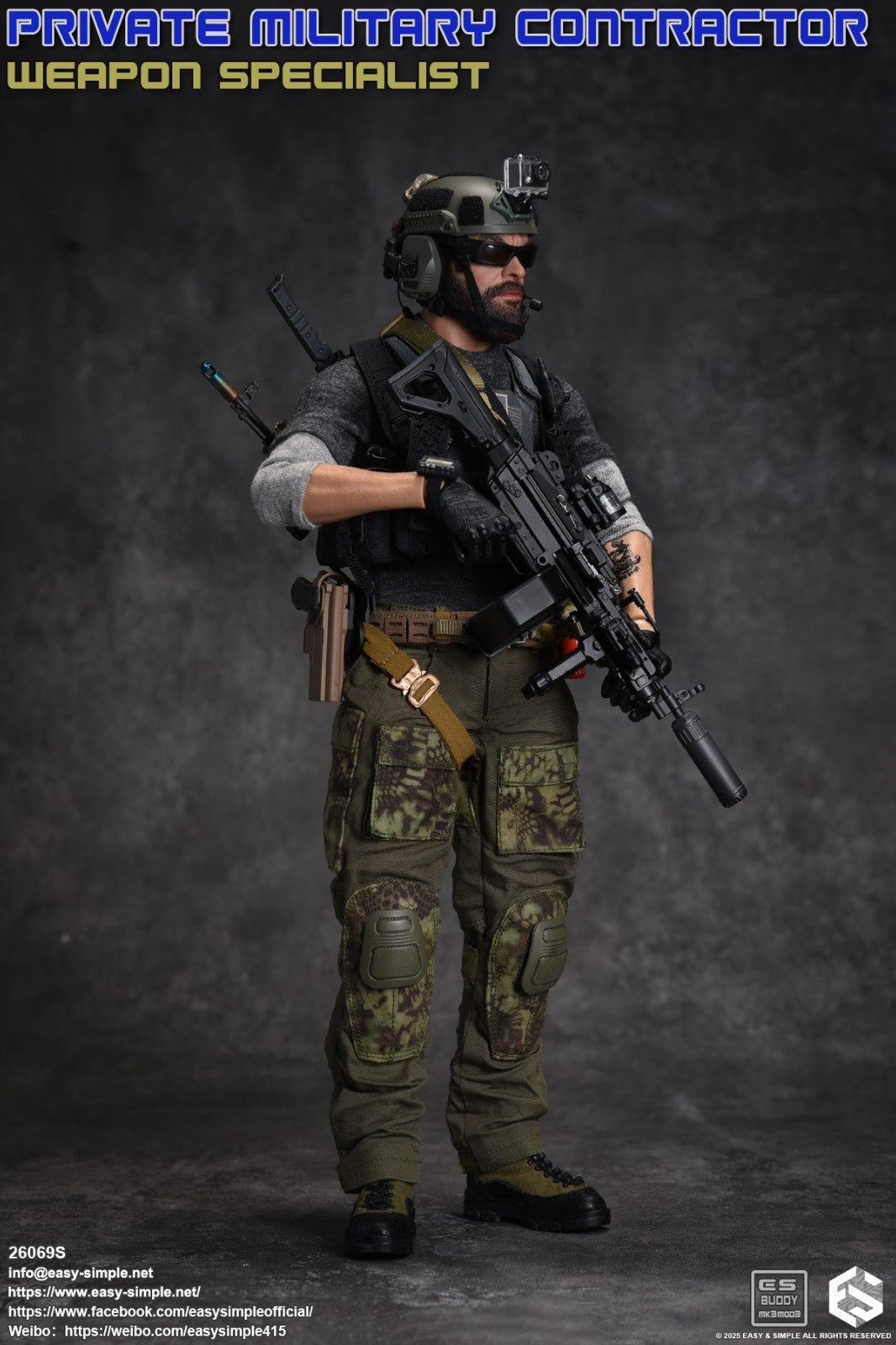 1:6 scale Easy & Simple PMC Weapon Specialist Black Chest Rig for 12" Figures