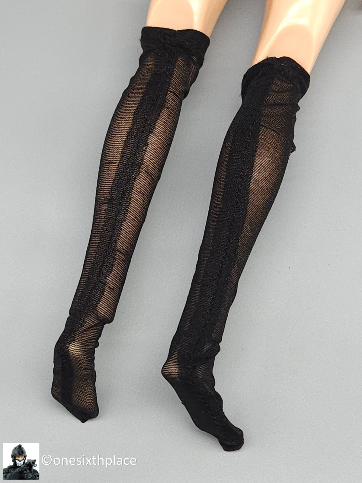 1:6 Very Cool Female Black Knee High Stockings Torn for 12" Figures
