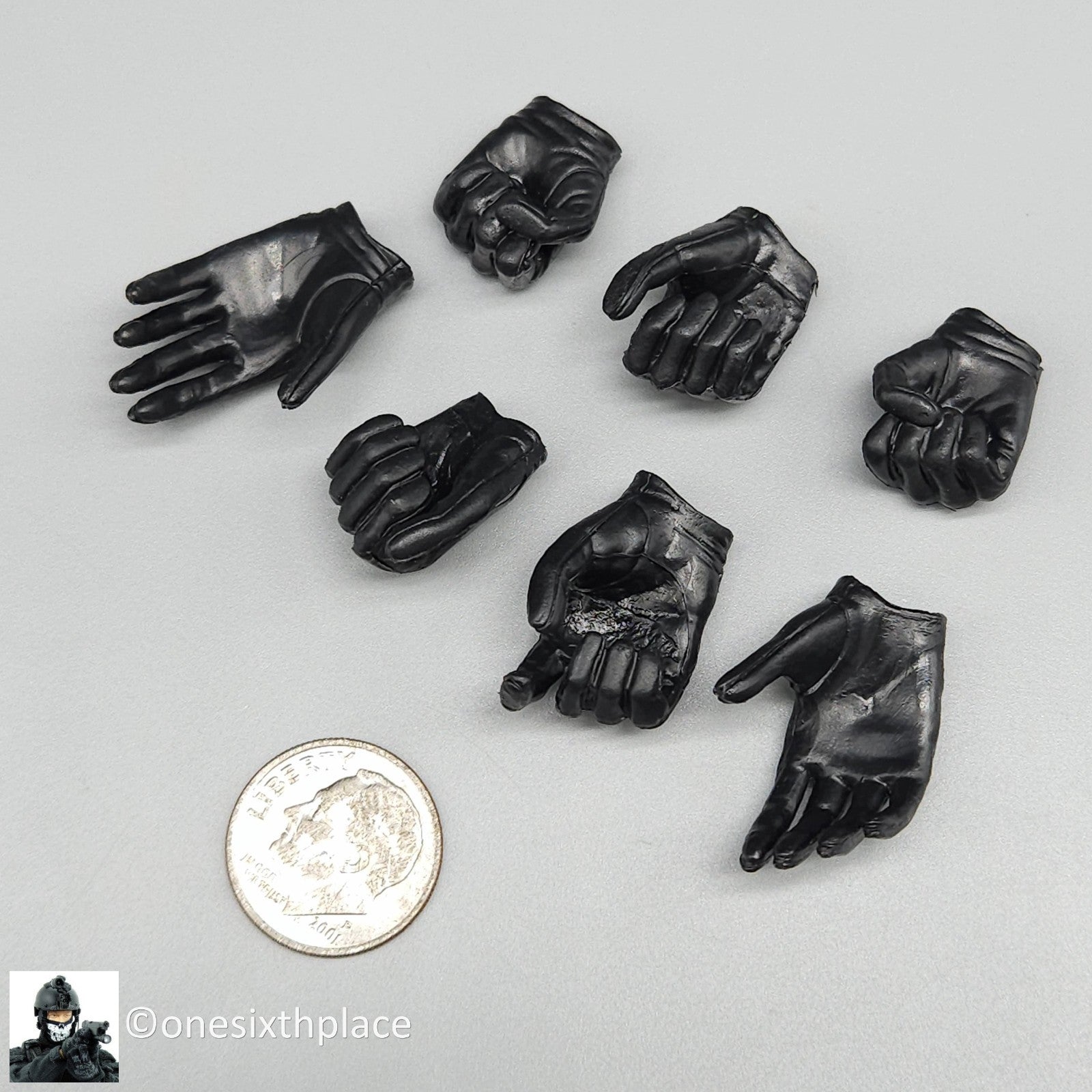1:6 Very Cool Trickybaby 12 Female Black Gloved Hands Set for 12" Figures